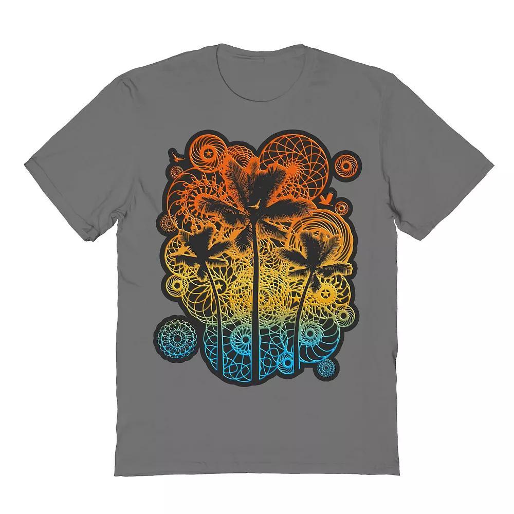 Men's COLAB89 by Threadless Palm Tree Geometry Sunset Graphic Tee, Size: Small, Grey Product Image