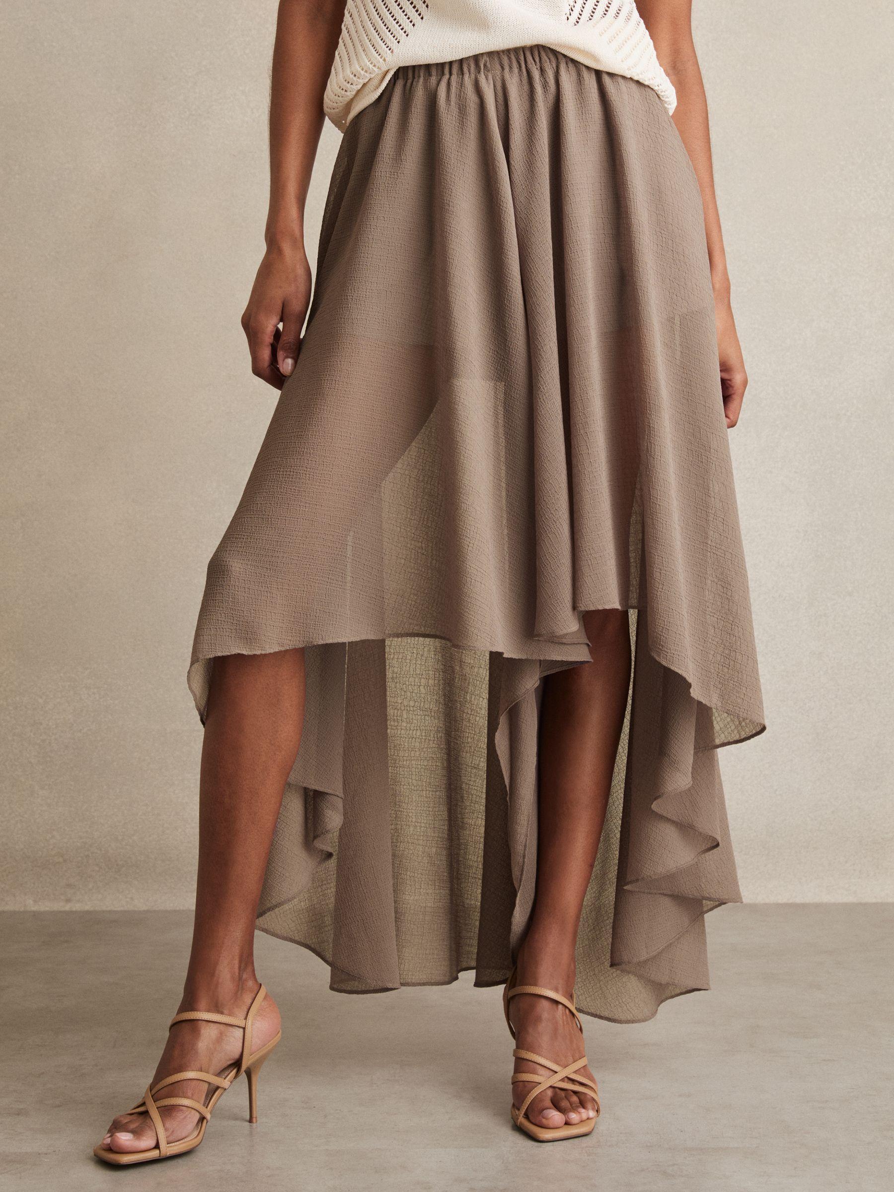 Poplin Belted Split Midi Dress in Ivory Product Image