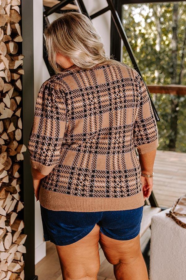 So Charmed Plaid Knit Top Curves Product Image