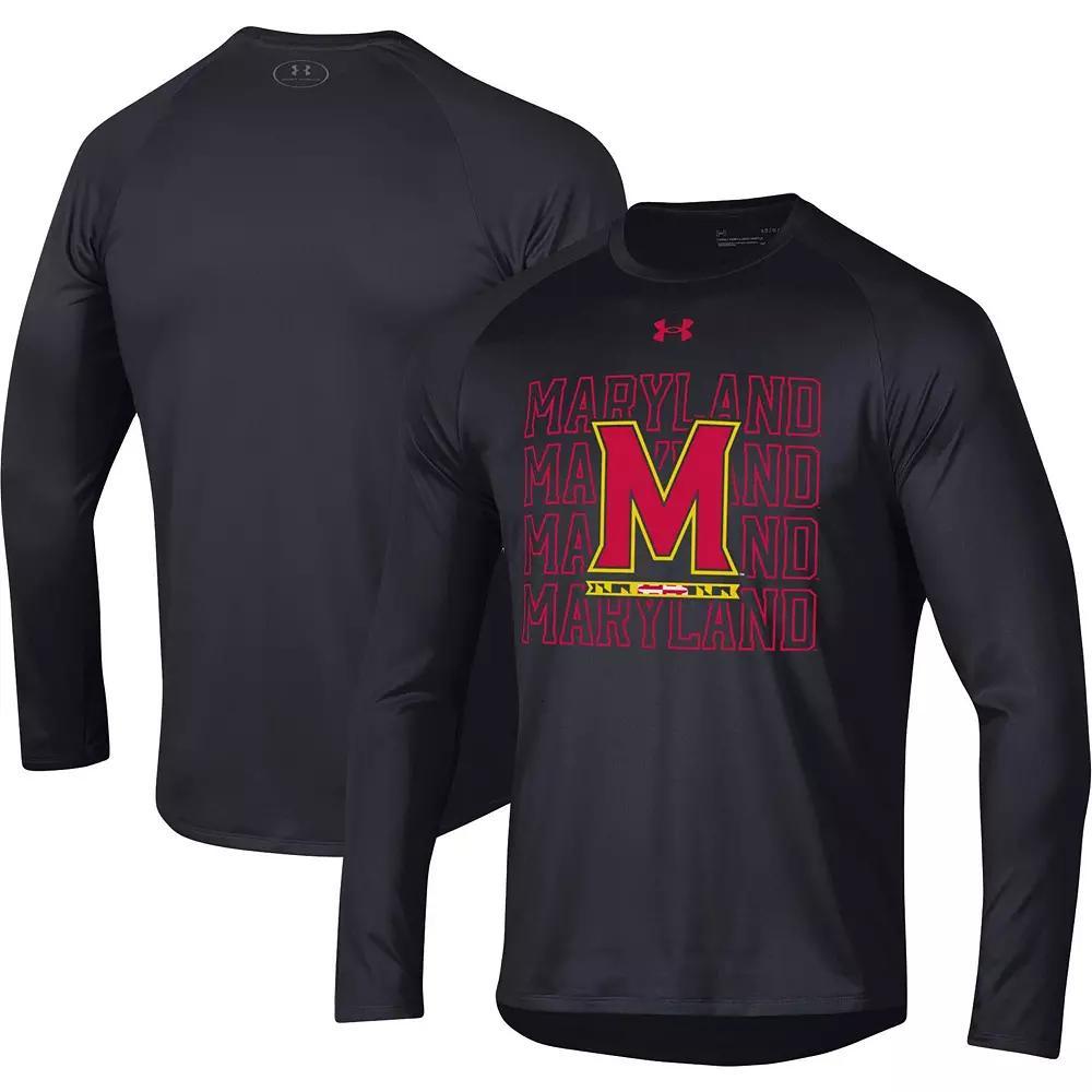 Men's Under Armour Black Maryland Terrapins 2023 Sideline Tech Raglan Long Sleeve T-Shirt, Size: 2XL Product Image