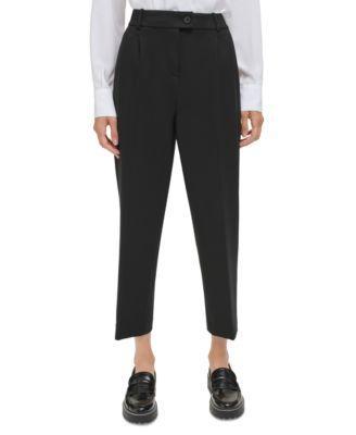 Calvin Klein Petite Pleat-Front Cropped Ankle Pants Product Image