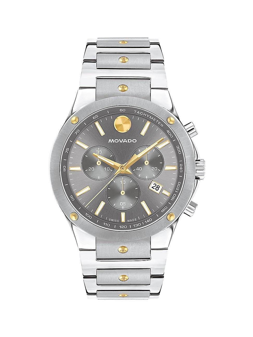 Men's Movado SE Two-Tone PVD Chronograph Watch with Grey Dial (Model: 0607965) Product Image