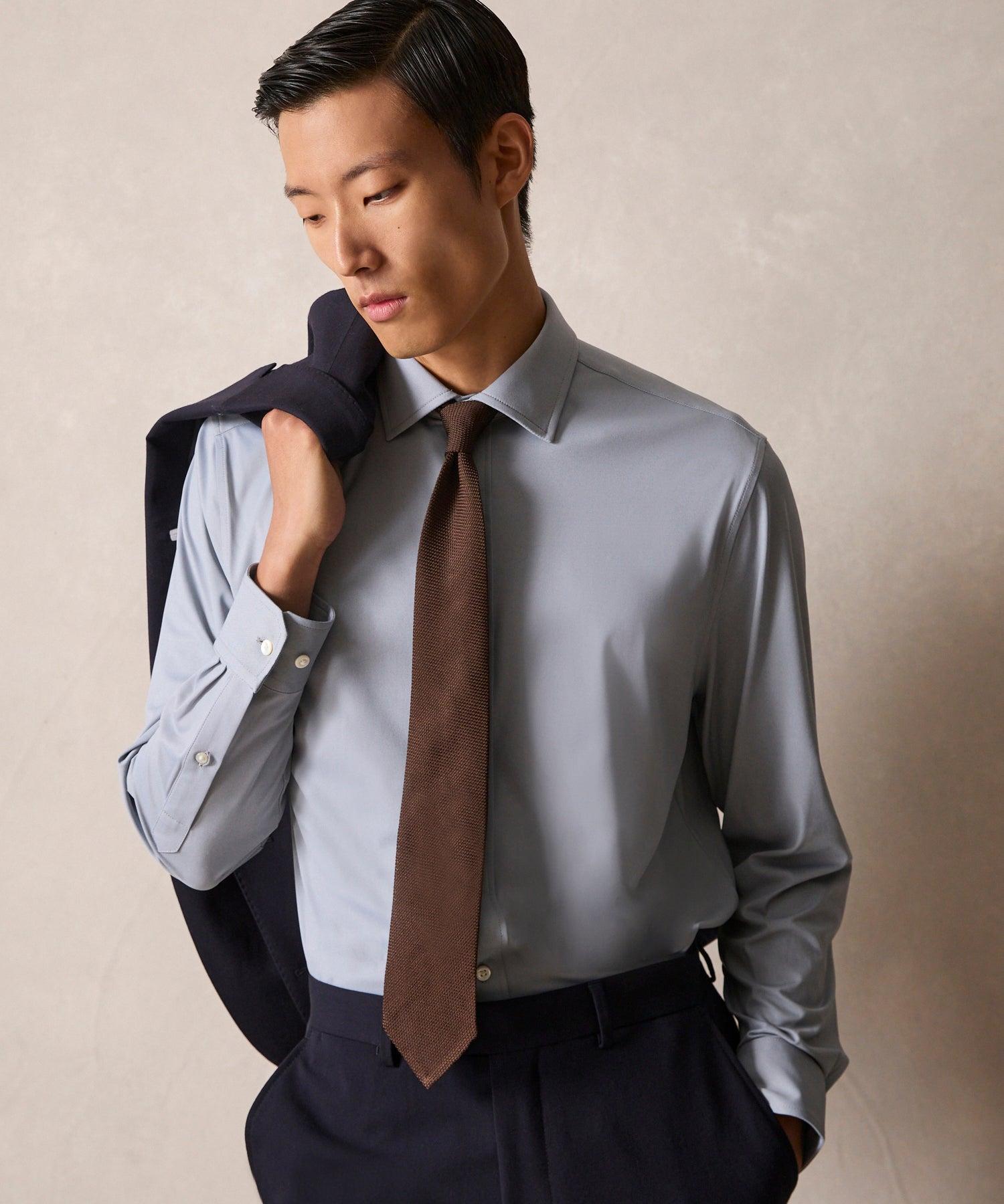 Slim Fit Stretch Knit Dress Shirt Product Image