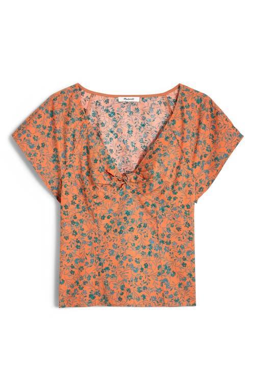 Madewell Twist-Front Seamed Top in Poplin (Sunset Haze) Women's Clothing Product Image