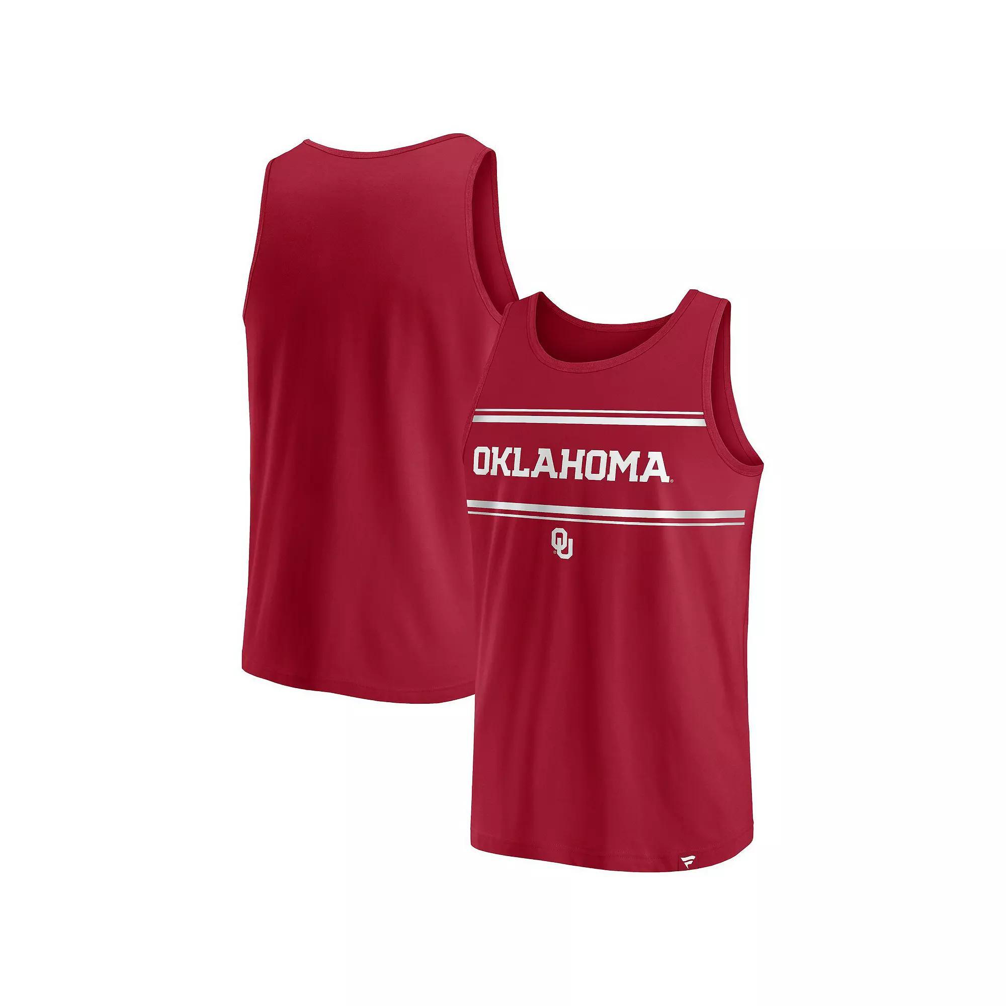 Men's Fanatics Branded Crimson Oklahoma Sooners Stripe Block Tank Top,  Product Image