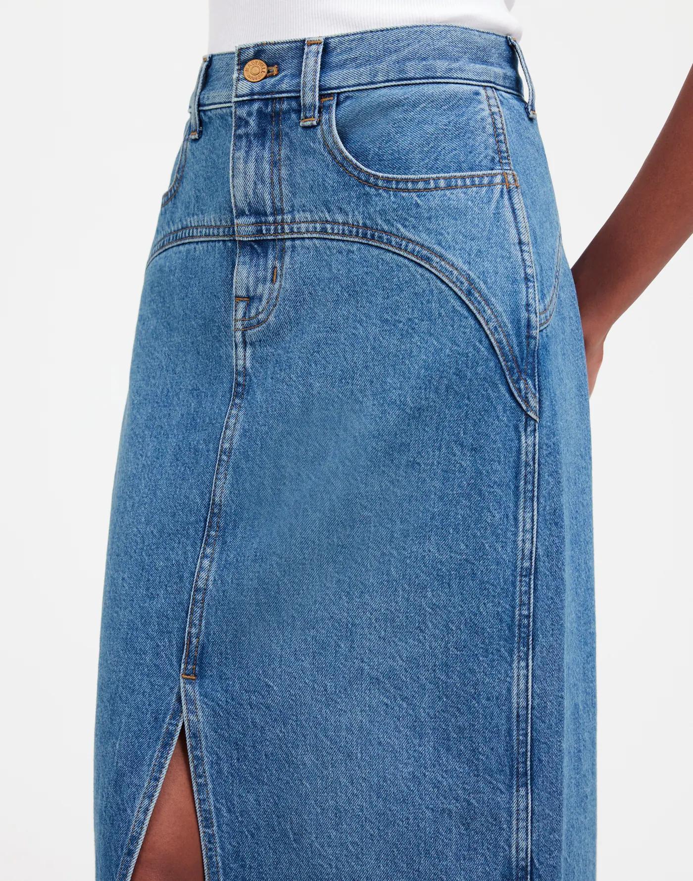 Denim Western Maxi Skirt in Emario Wash Product Image