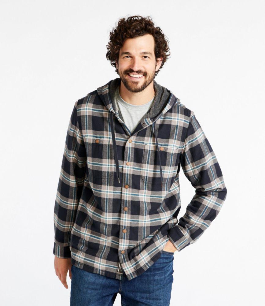 
                            Men's Fleece-Lined Flannel Shirt, Hooded Snap Front, Slightly Fitted
                         Product Image