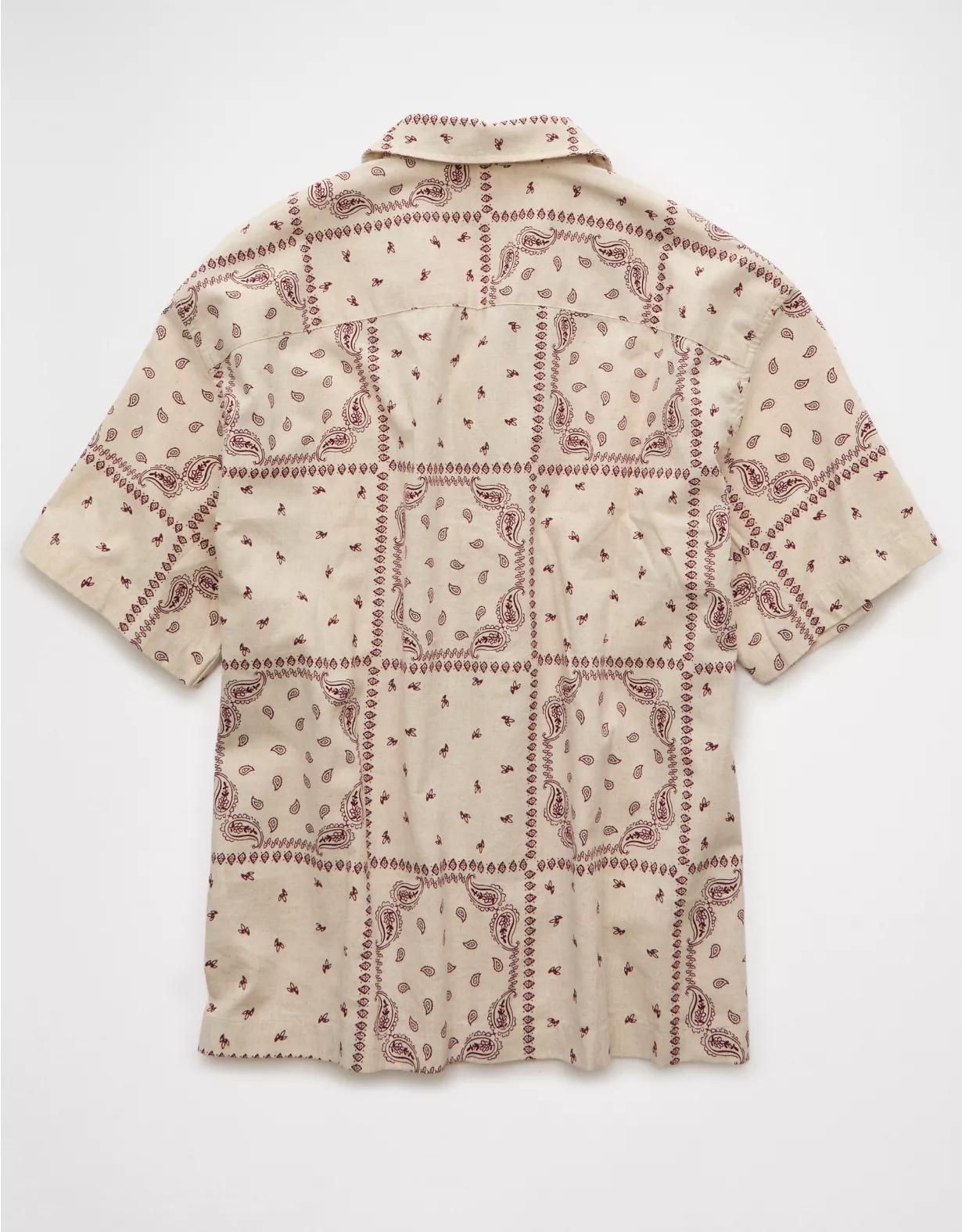 AE Poolside Linen-Blend Printed Button-Up Shirt Product Image