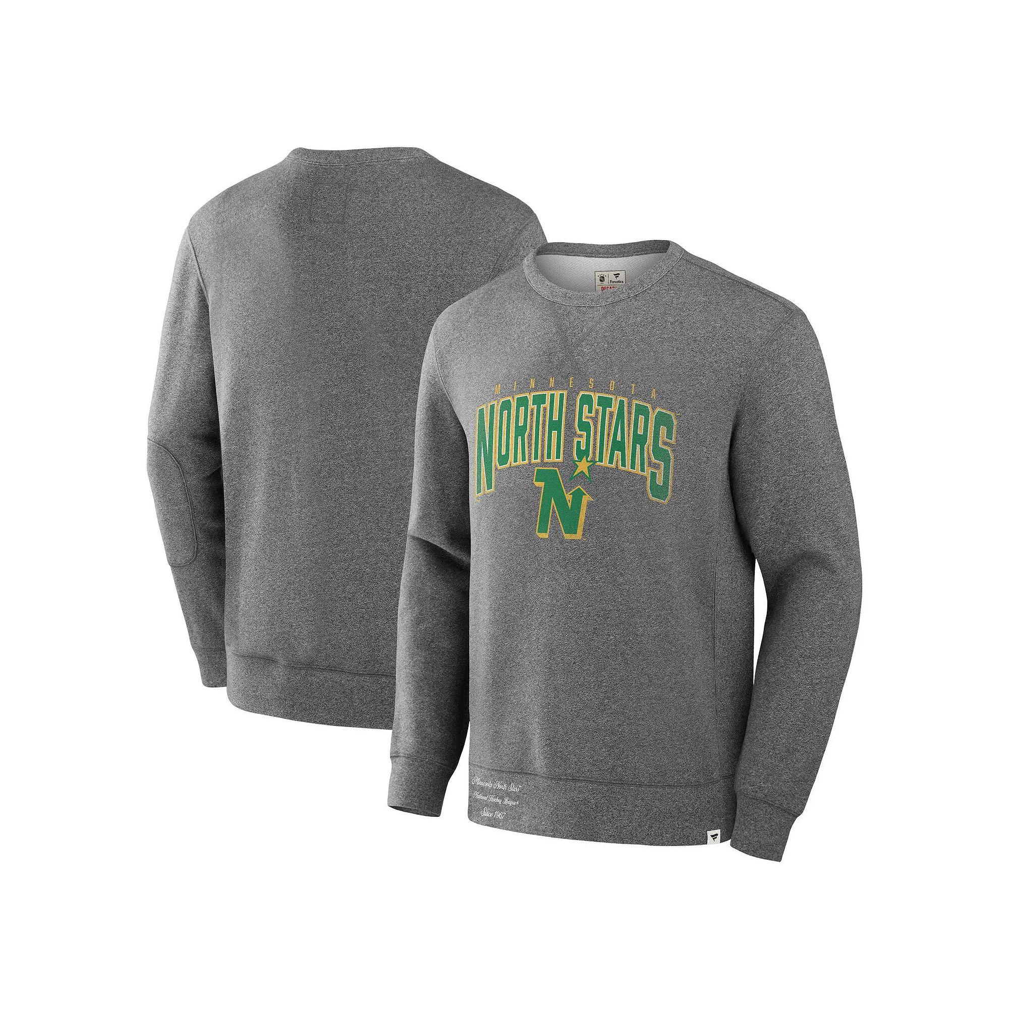 Men's Fanatics Heather Gray Minnesota North Stars Decades Collection Legendary Fleece Pullover Sweatshirt,  Product Image