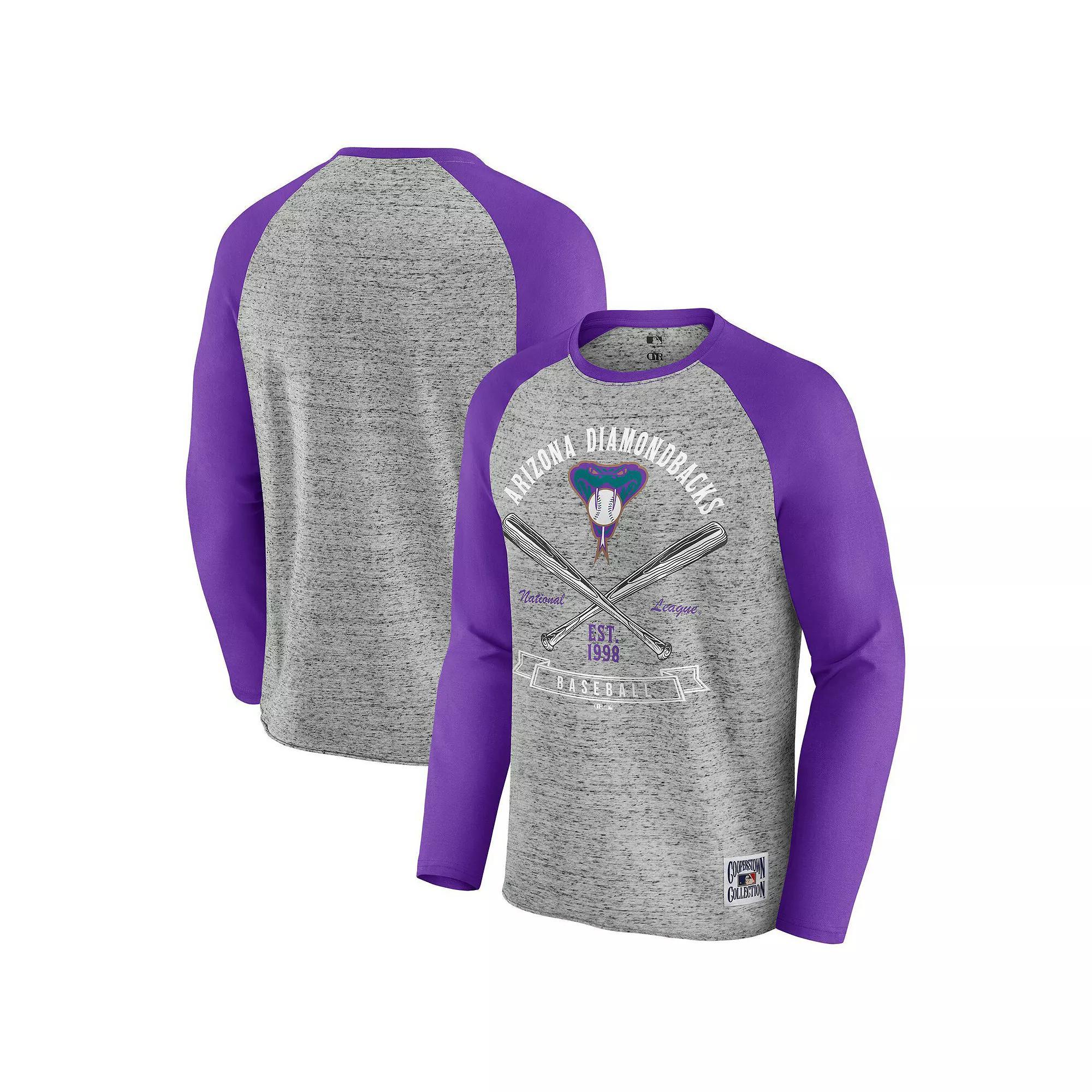 Men's Darius Rucker Collection by Fanatics  Heather Gray Arizona Diamondbacks Raw Edge Raglan Long Sleeve Baseball T-Shirt, Size: Small, Grey Product Image