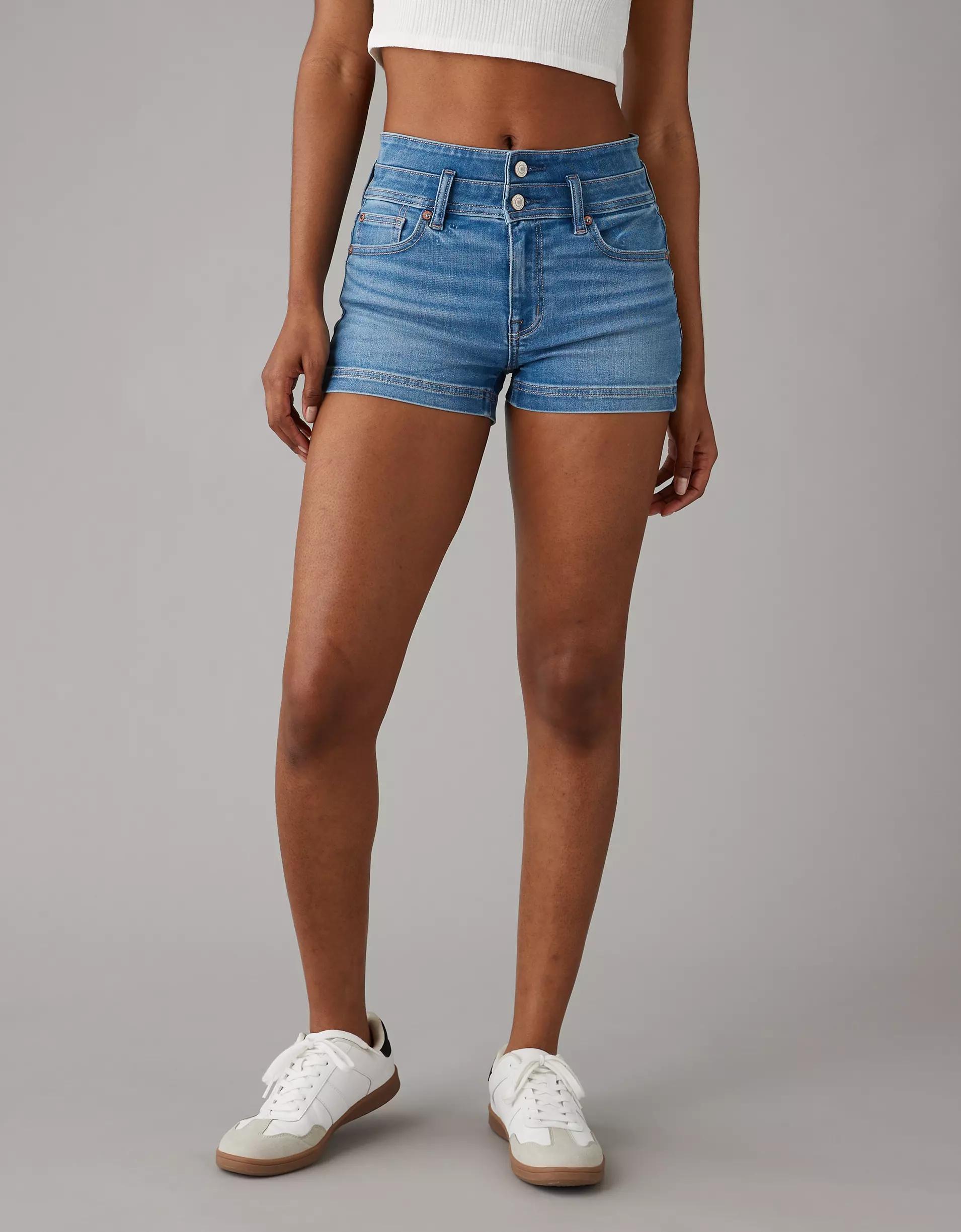 AE Next Level Super High-Waisted Denim Short Short Product Image