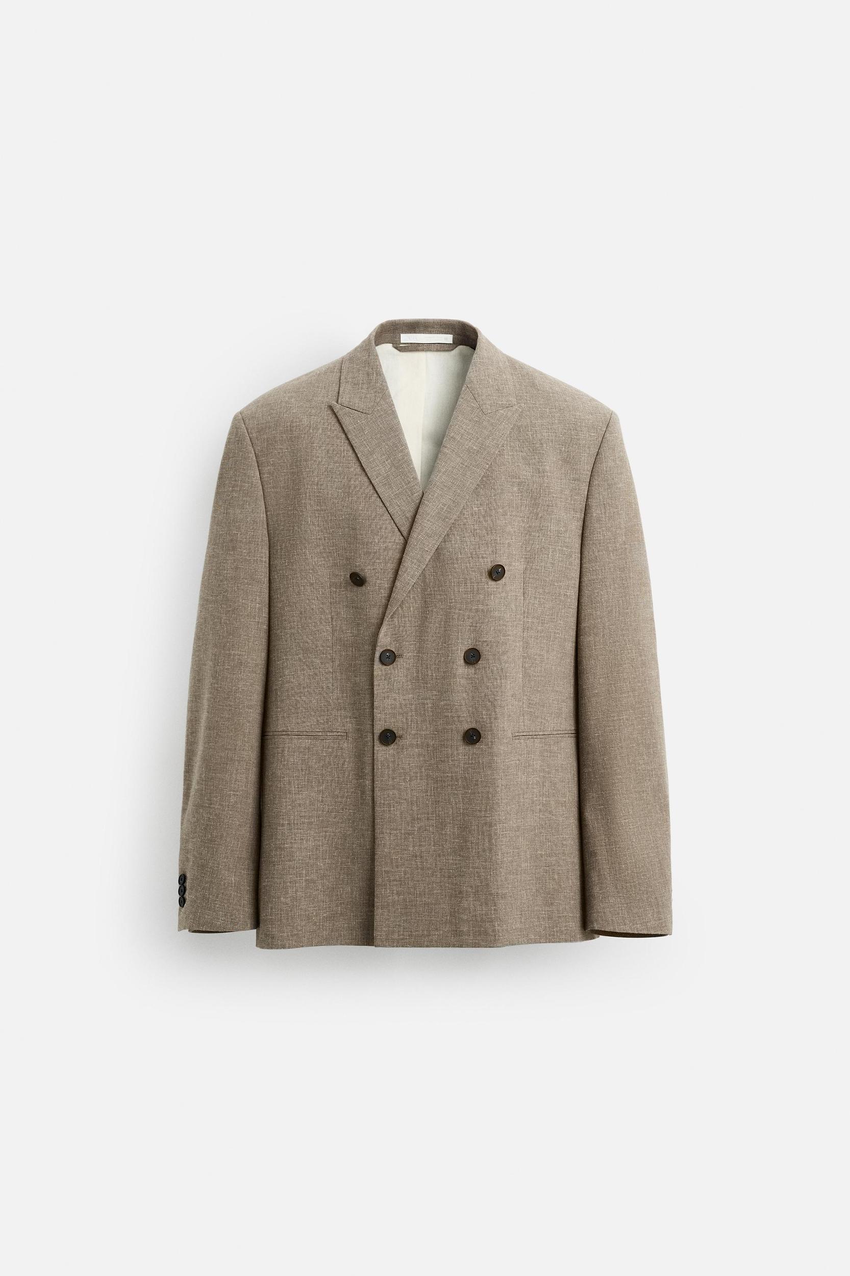 DOUBLE BREASTED TEXTURED WEAVE JACKET Product Image