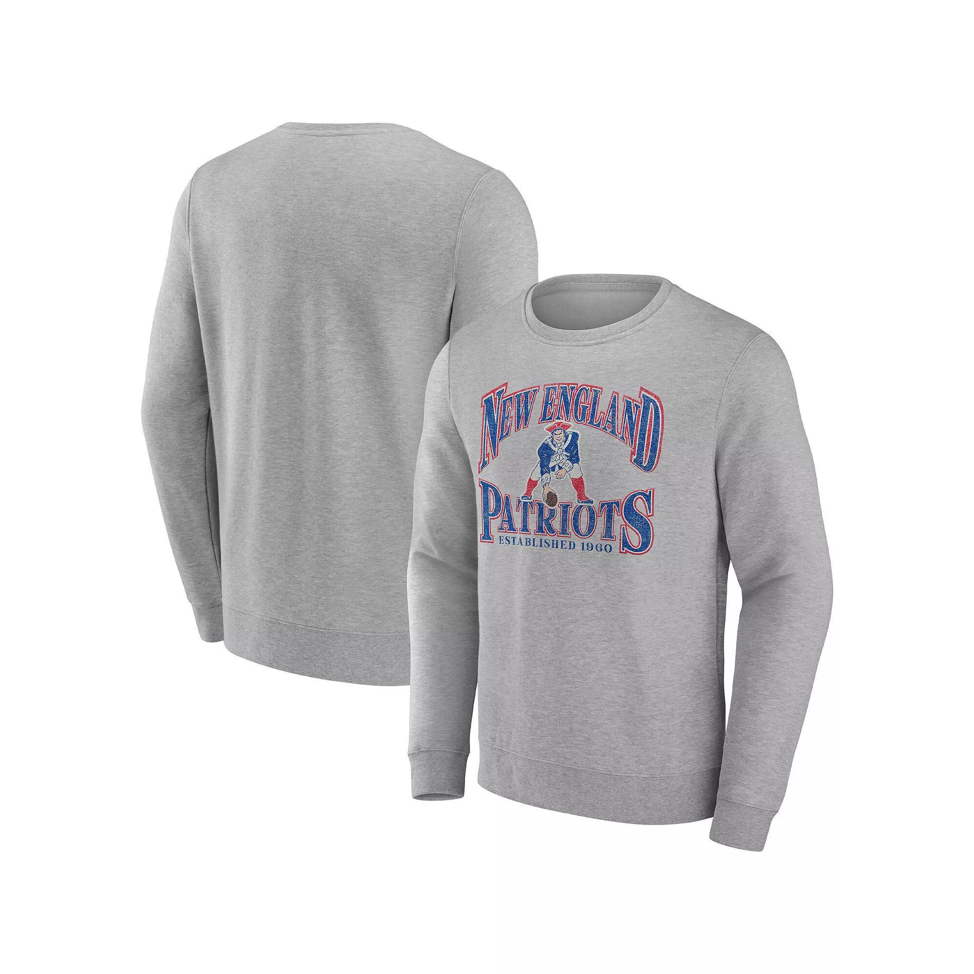Men's Fanatics Branded Heathered Charcoal New England Patriots Playability Pullover Sweatshirt, Size: Small Product Image
