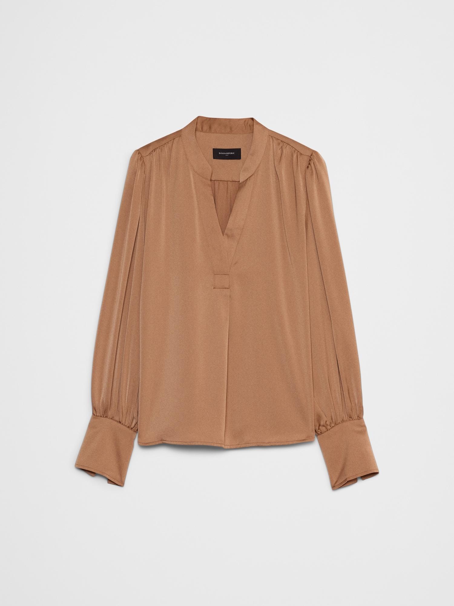 Crepe Volume-Sleeve Blouse Product Image