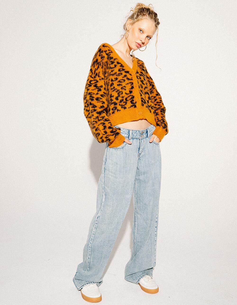 RSQ Womens Fuzzy Leopard Print Cardigan - LEOPARD Product Image