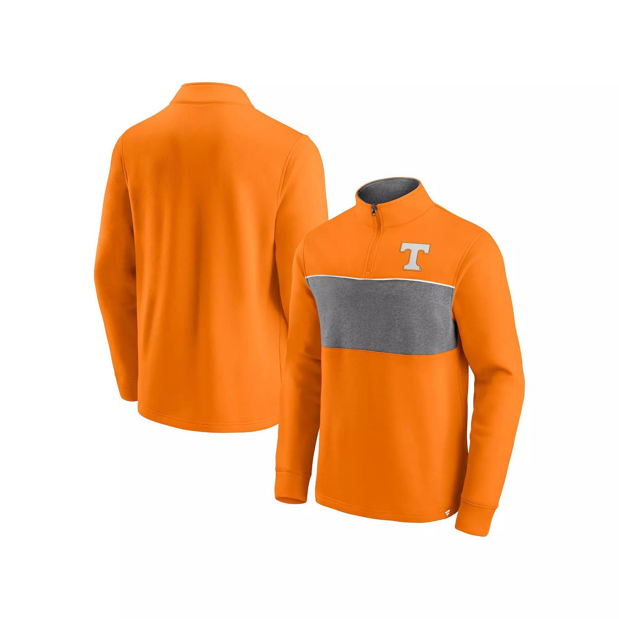 Men's Fanatics Branded Tennessee Orange/Heathered Gray Tennessee Volunteers Primary Logo Quarter-Zip Jacket, Size: Small Product Image