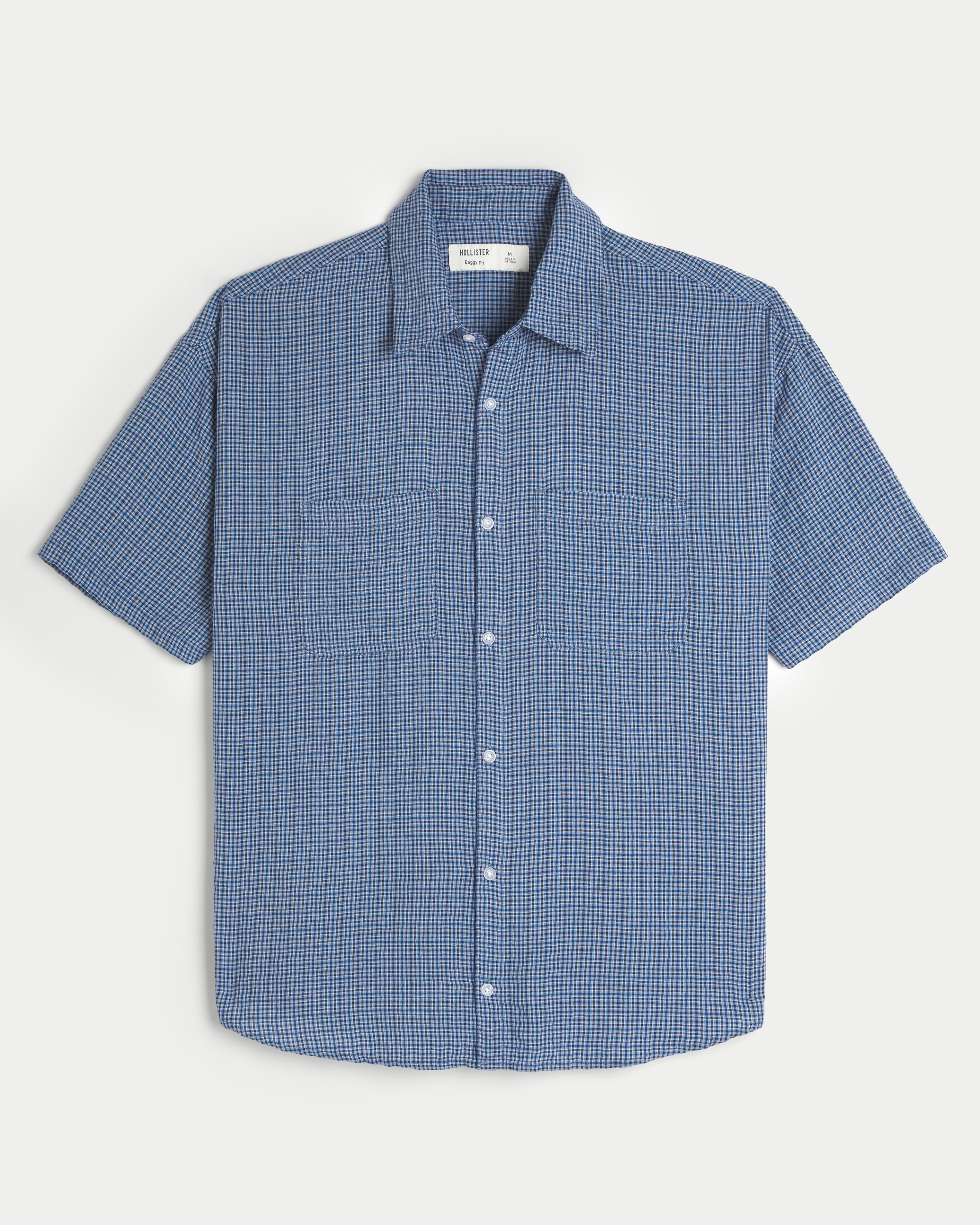 Baggy Short-Sleeve Seersucker Shirt Product Image