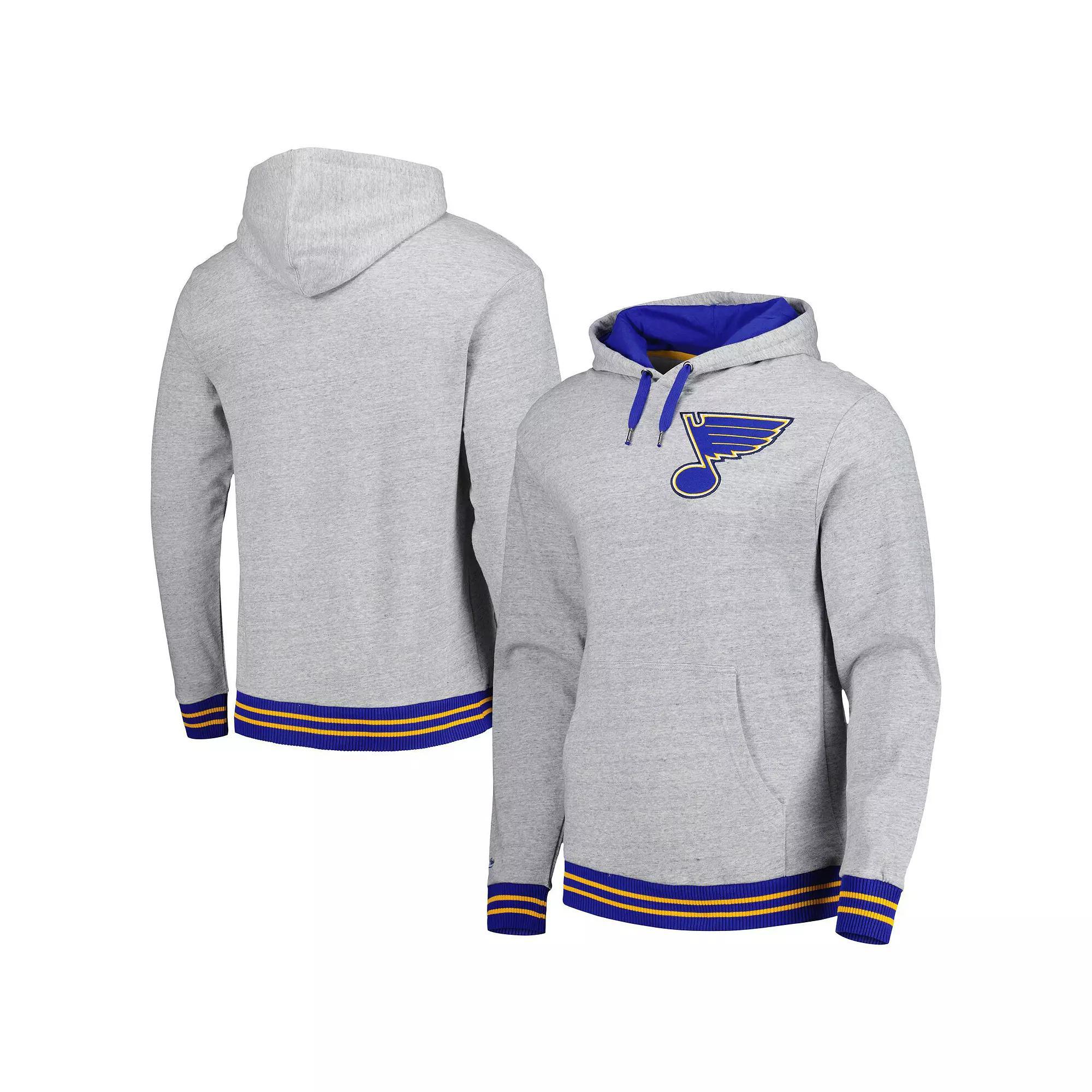 Men's Mitchell & Ness  Heather Gray St. Louis Blues Classic French Terry Pullover Hoodie, Size: XL, Grey Product Image