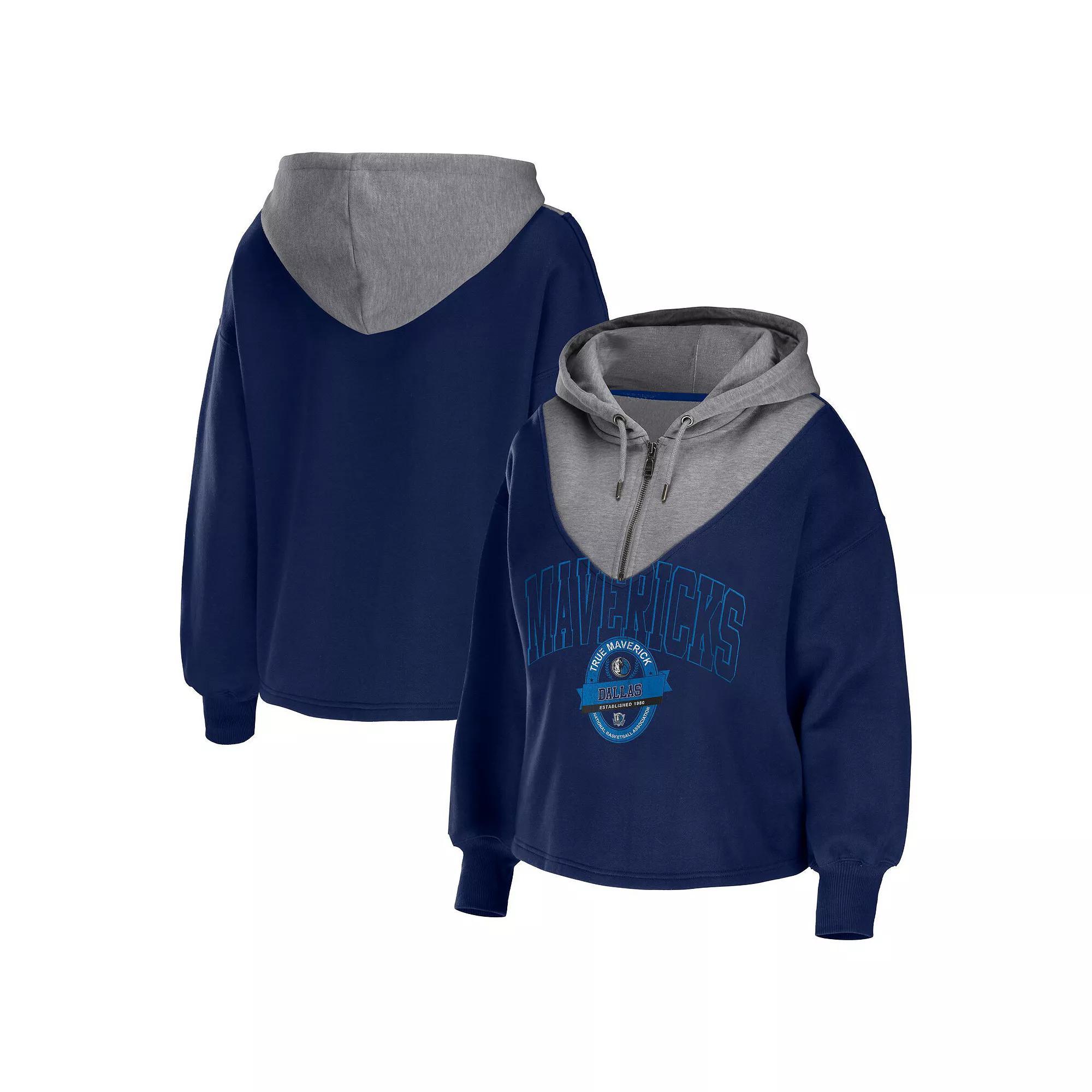 Women's WEAR by Erin Andrews Black Brooklyn Nets Pieced Quarter-Zip Hoodie Jacket,  Product Image