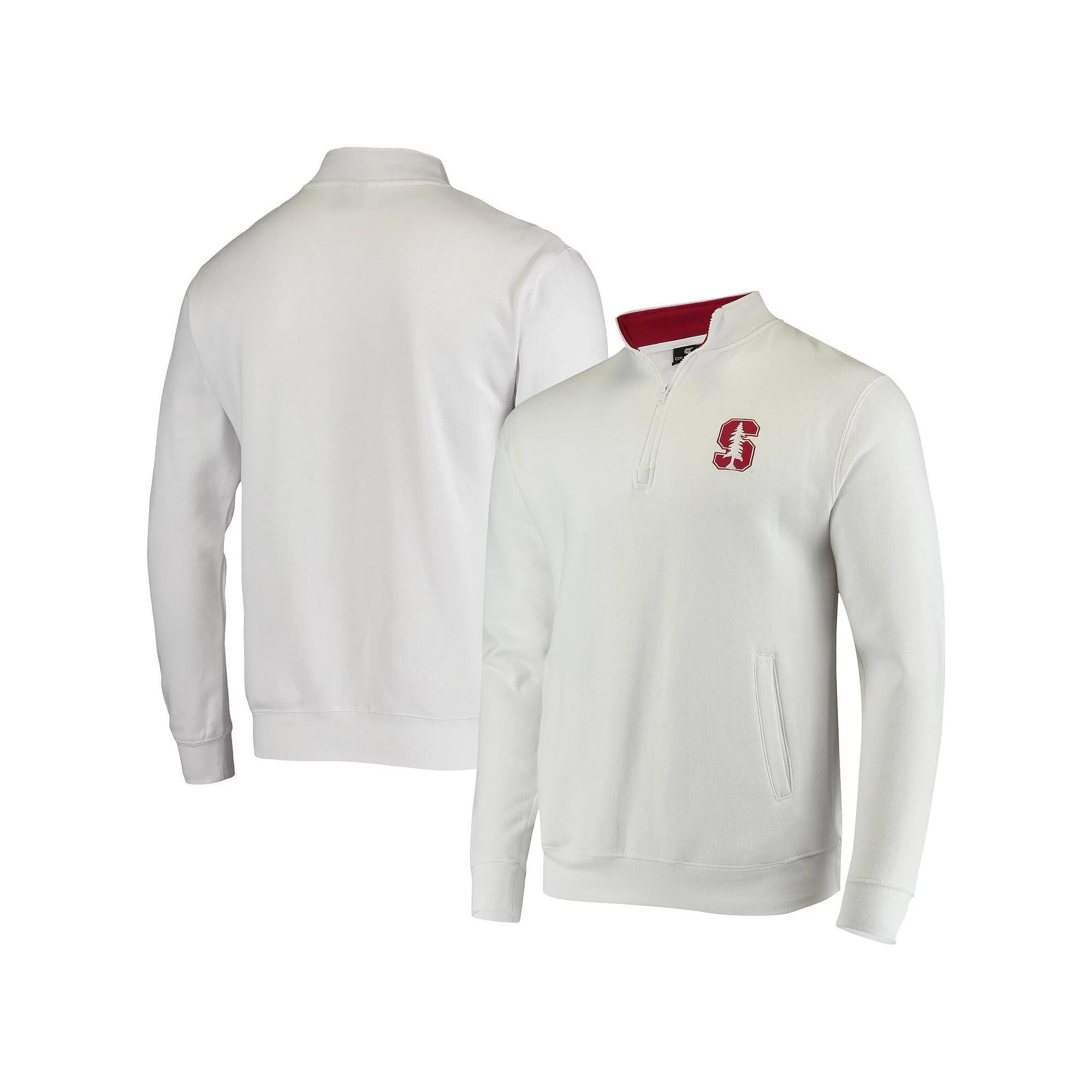 Men's Colosseum White Stanford Cardinal Tortugas Logo Quarter-Zip Jacket, Size: 2XL Product Image