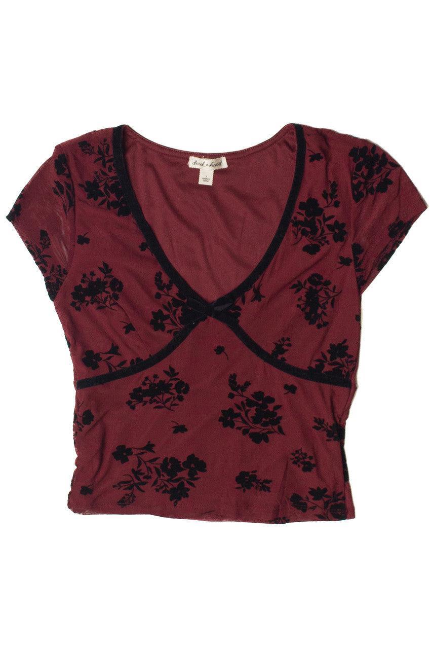 Velvet Floral Mesh Top Product Image
