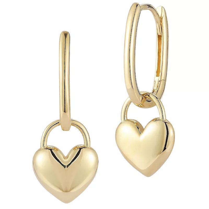 LUMINOR GOLD 14k Gold Mother of Pearl Heart Threader Earrings, Womens Product Image