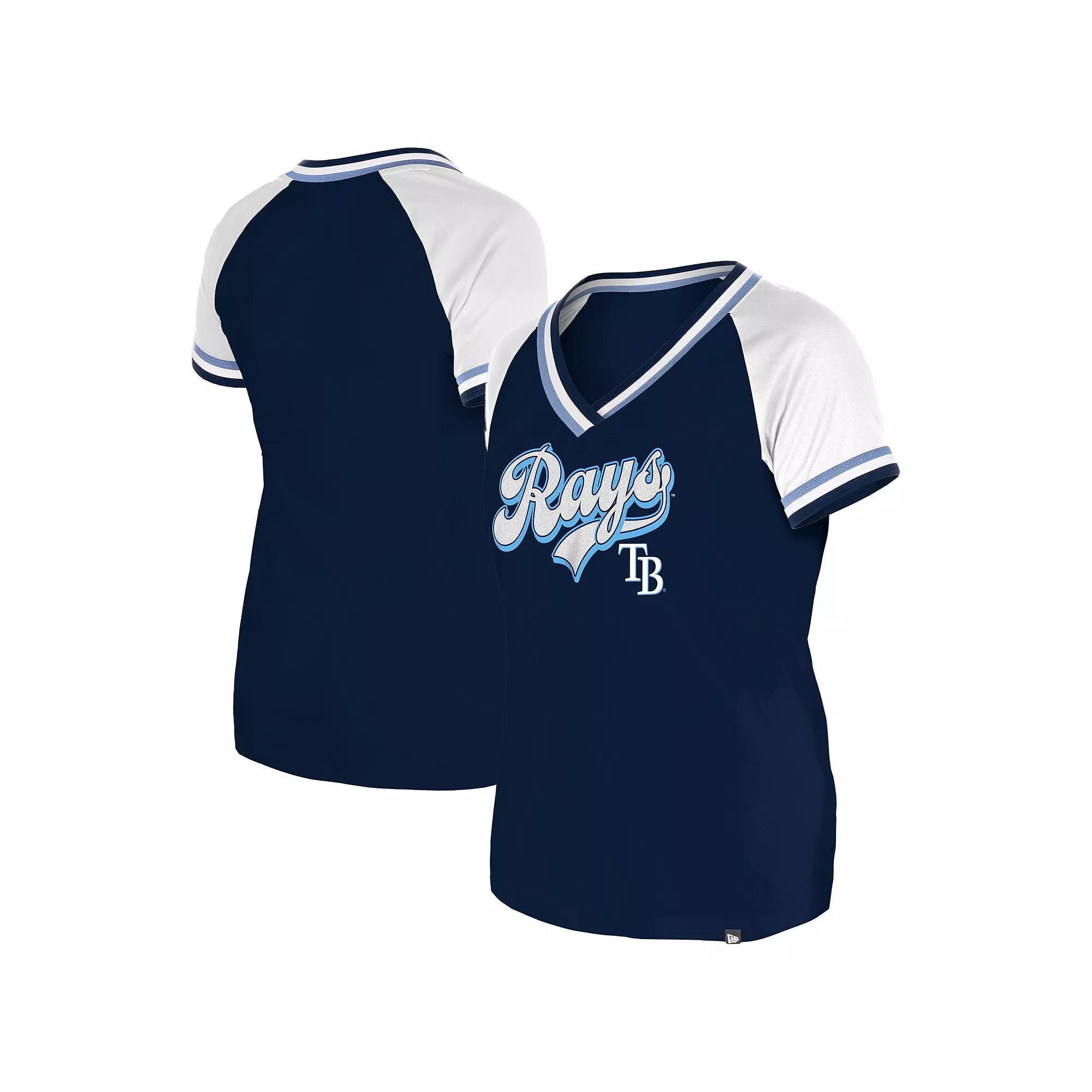 Women's New Era Navy Tampa Bay Rays Gameday Raglan V-Neck T-Shirt,  Product Image