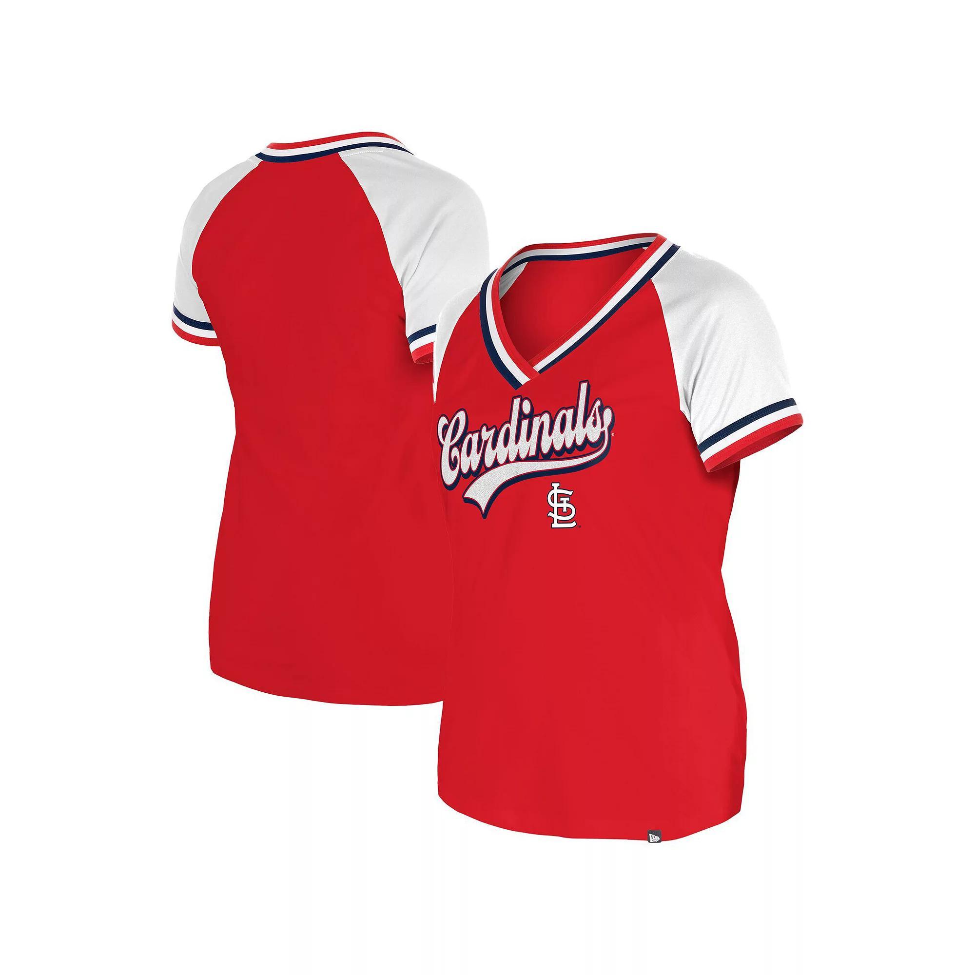 Women's New Era Red St. Louis Cardinals Gameday Raglan V-Neck T-Shirt,  Product Image