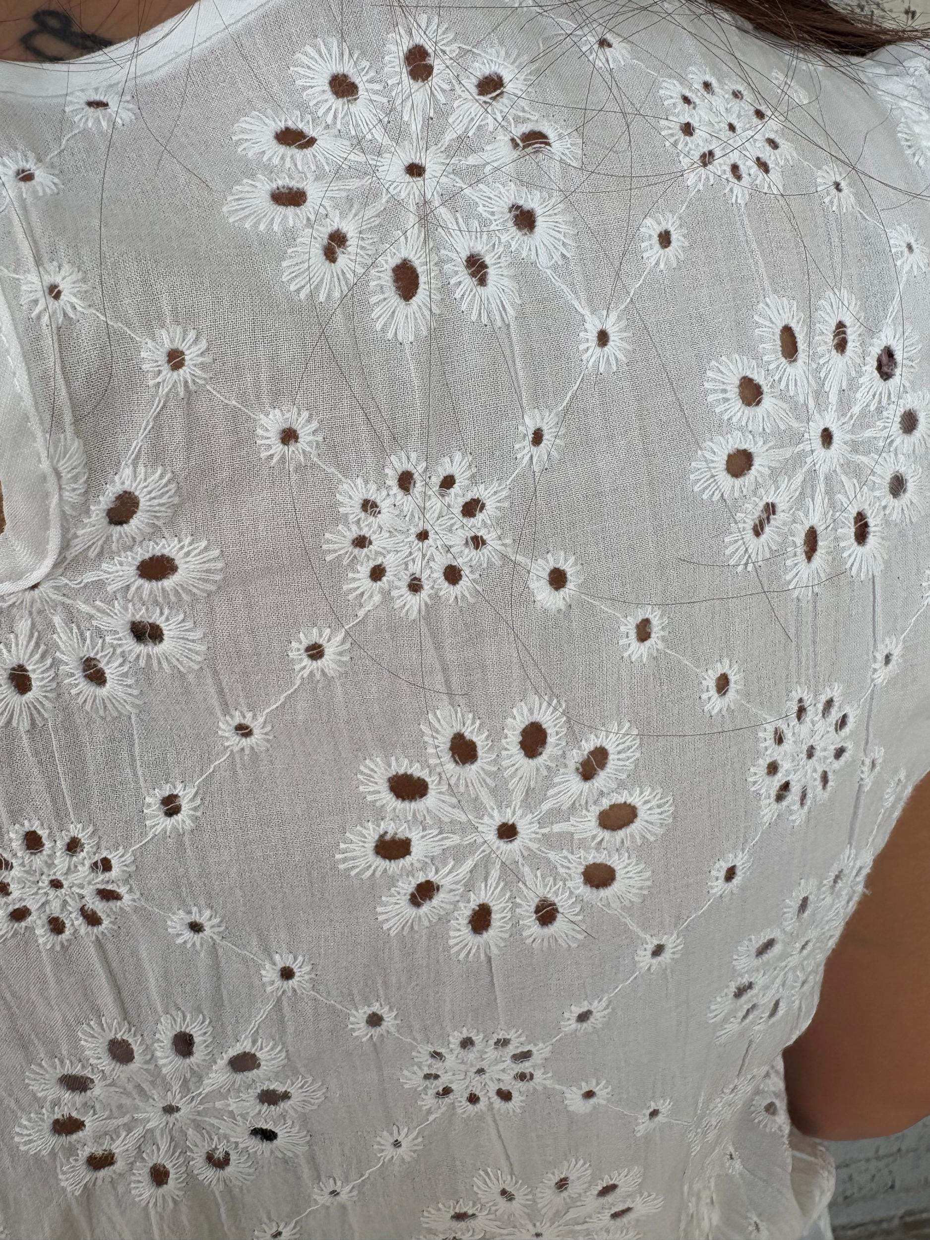 White Eyelet Embroidered Ruffled Flutter Sleeve Top* Product Image