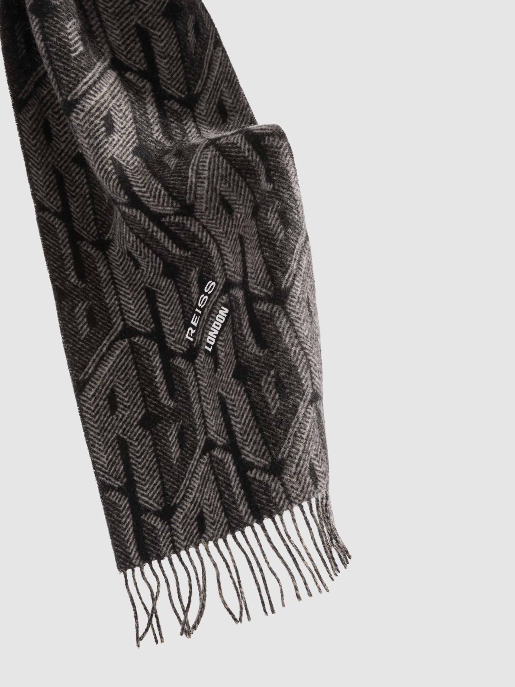 Wool and Cashmere Jacquard Scarf in Black/Grey Product Image