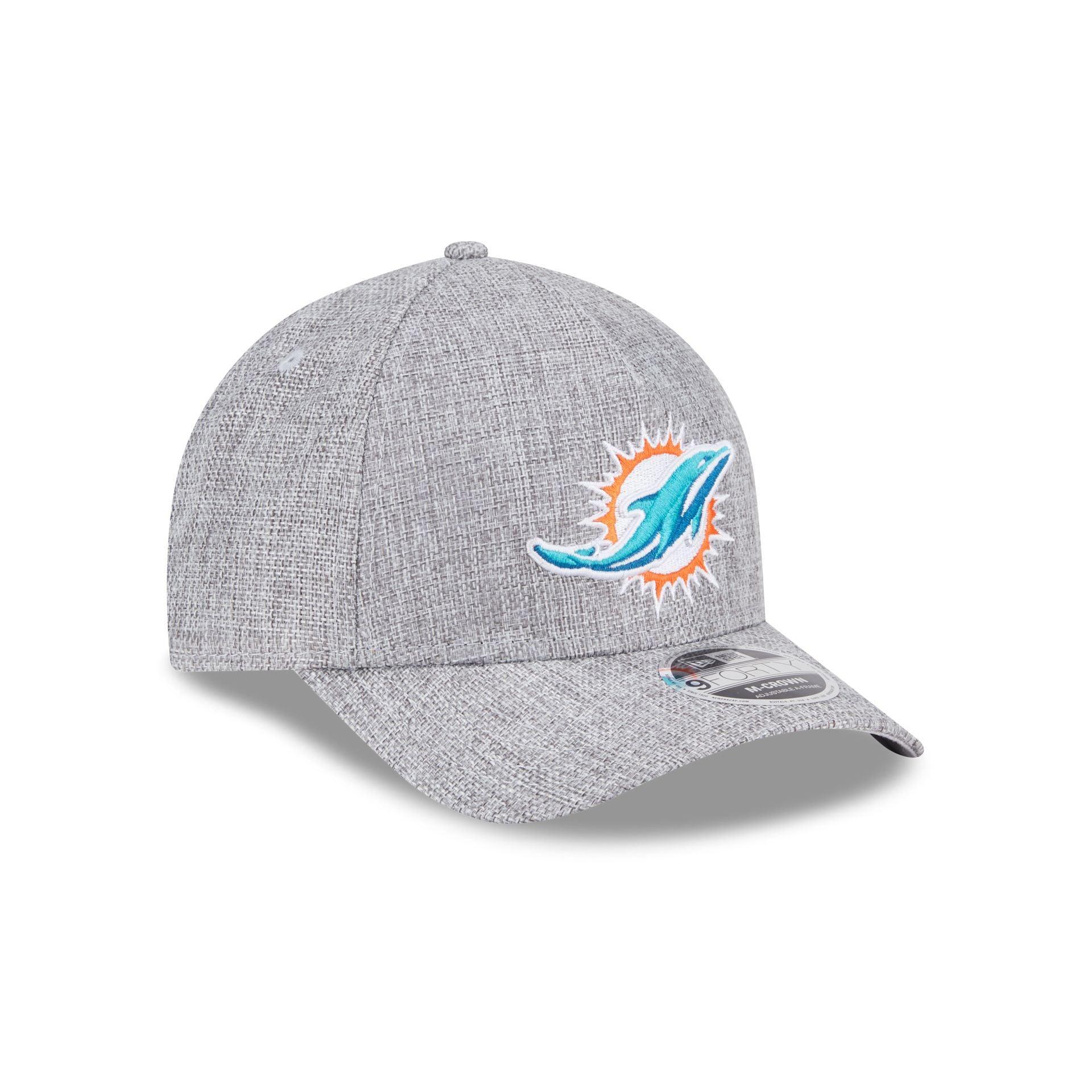 Miami Dolphins Cotton Weave Gray 9FORTY M-Crown A-Frame Snapback Hat Male Product Image