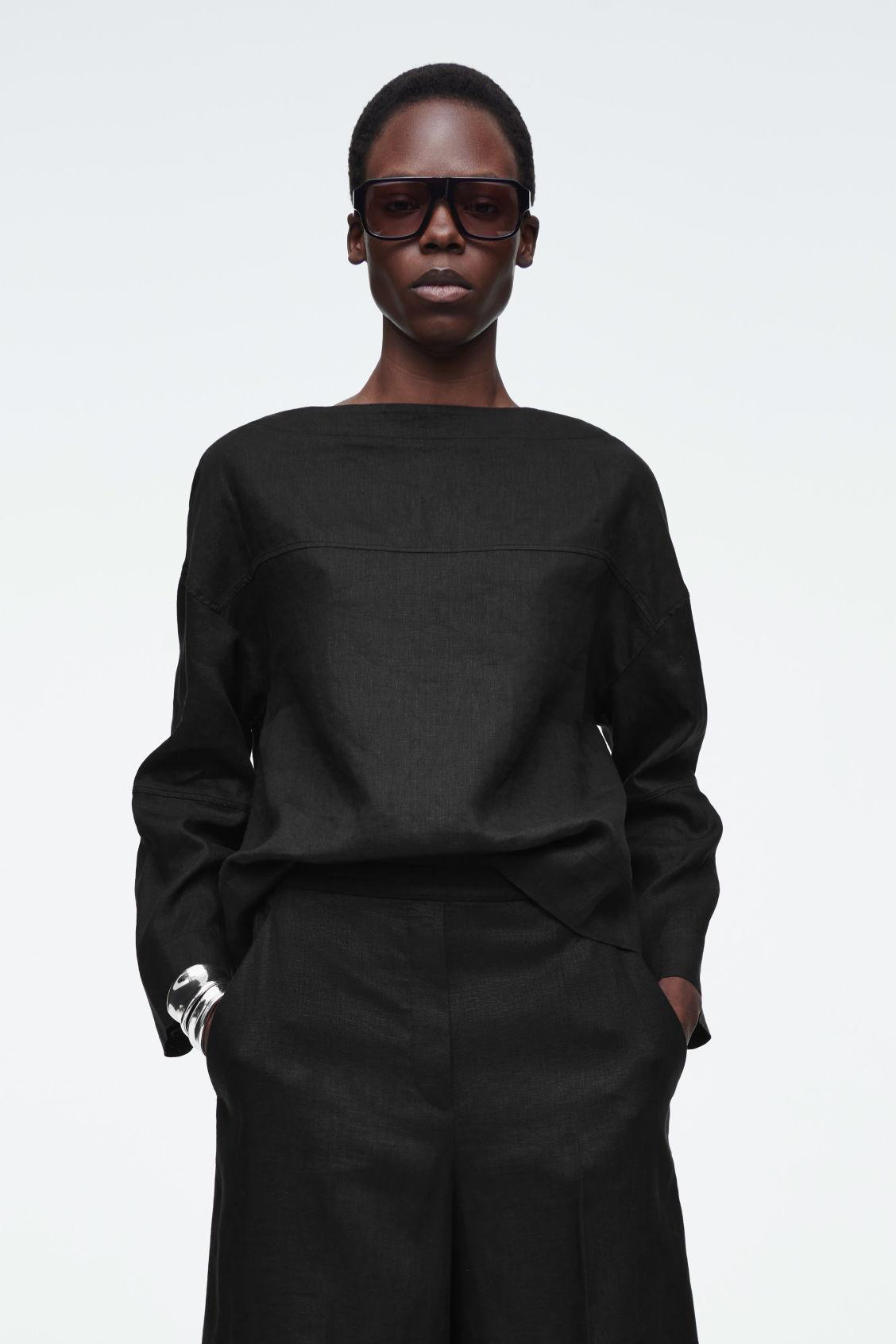 TIE-DETAIL LINEN BLOUSE Product Image