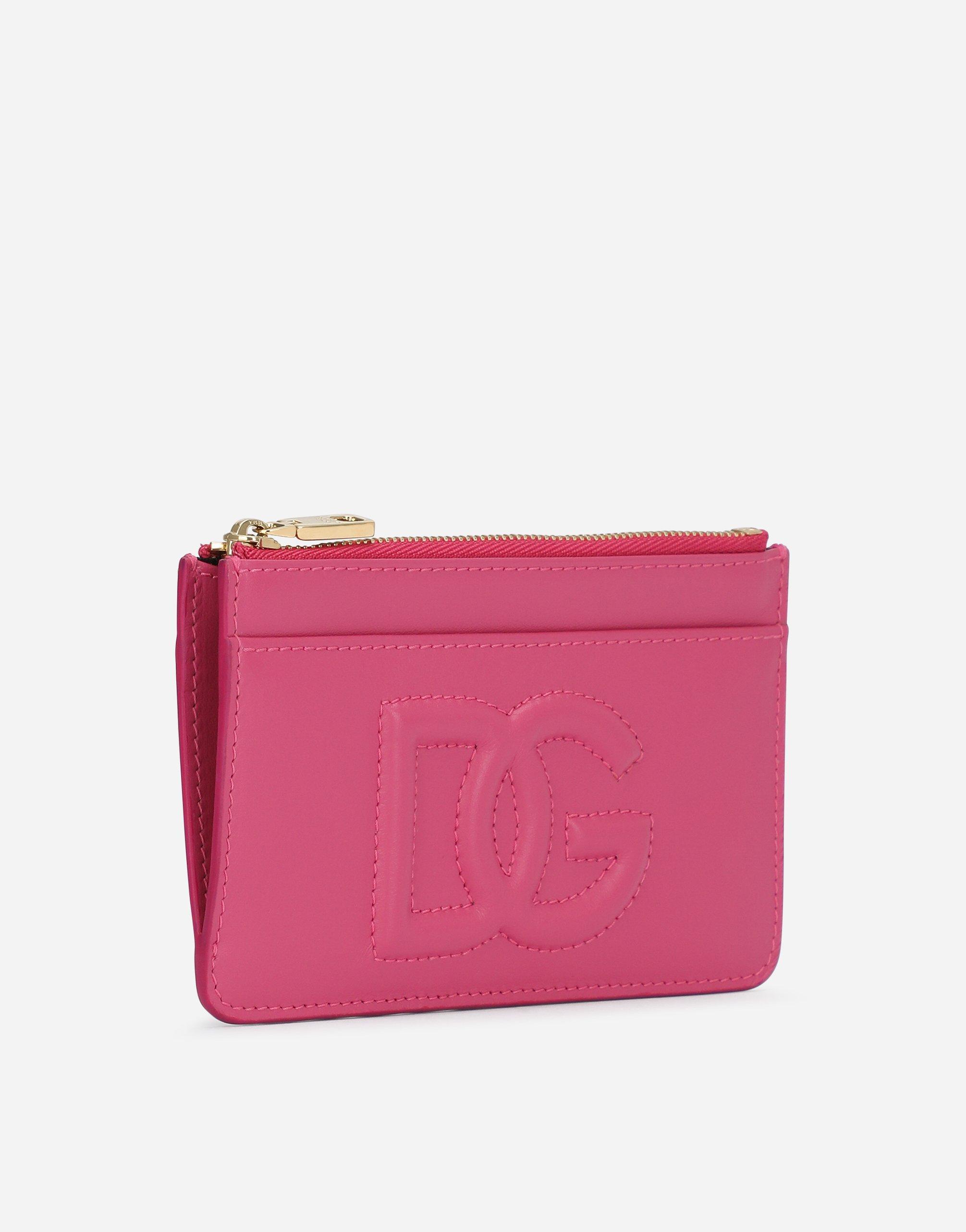 DOLCE & GABBANA Medium Calfskin Card Holder With Dg Logo In Lilac Product Image