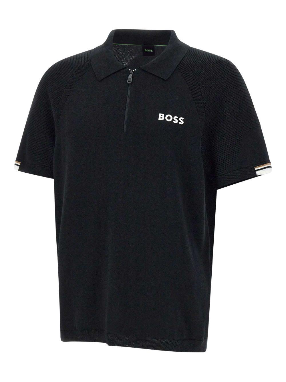 zip-neck polo shirt Product Image