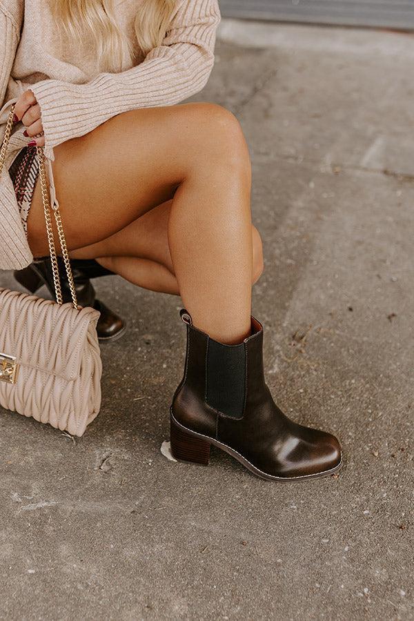 The Autumn Faux Leather Bootie in Chestnut Product Image