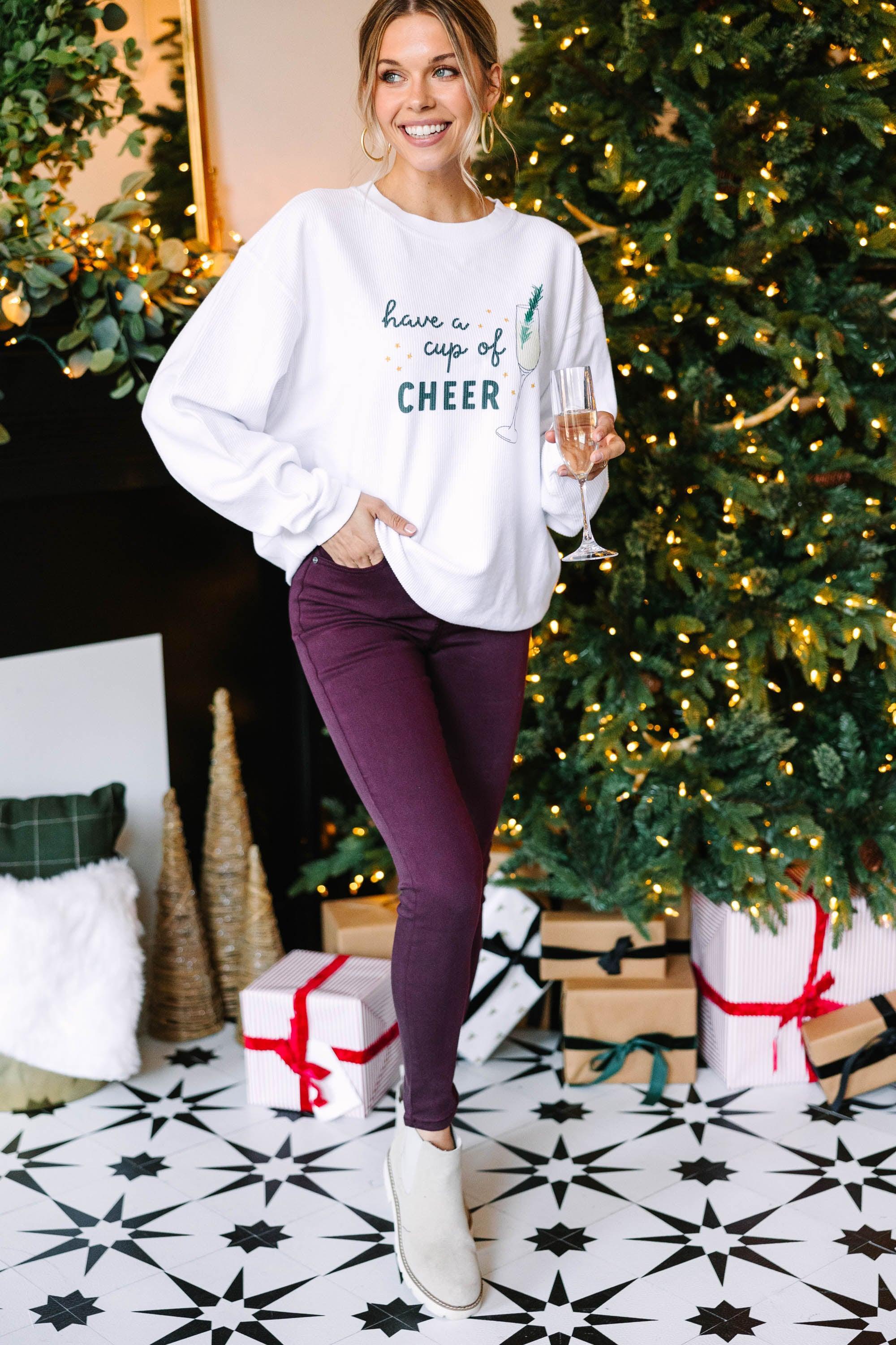 Cup Of Cheer White Graphic Corded Sweatshirt Female Product Image