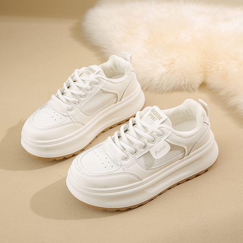 Platform Panel Fleece-Lined Sneakers Product Image