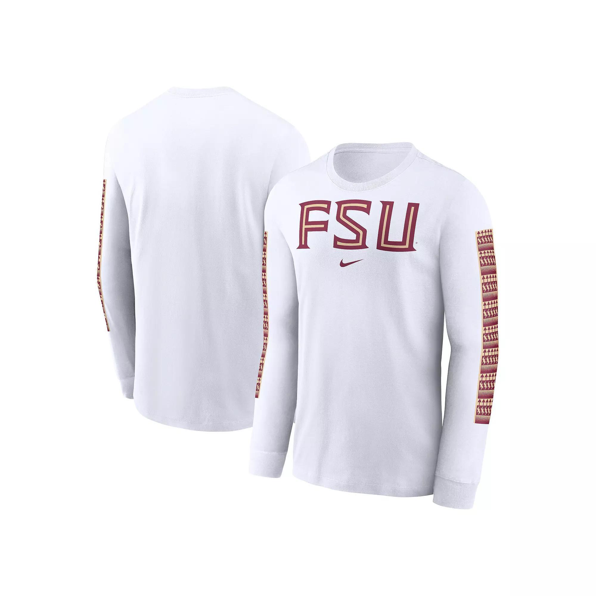 Men's Nike White Florida State Seminoles Local Spirit Slogan Long Sleeve T-Shirt,  Product Image