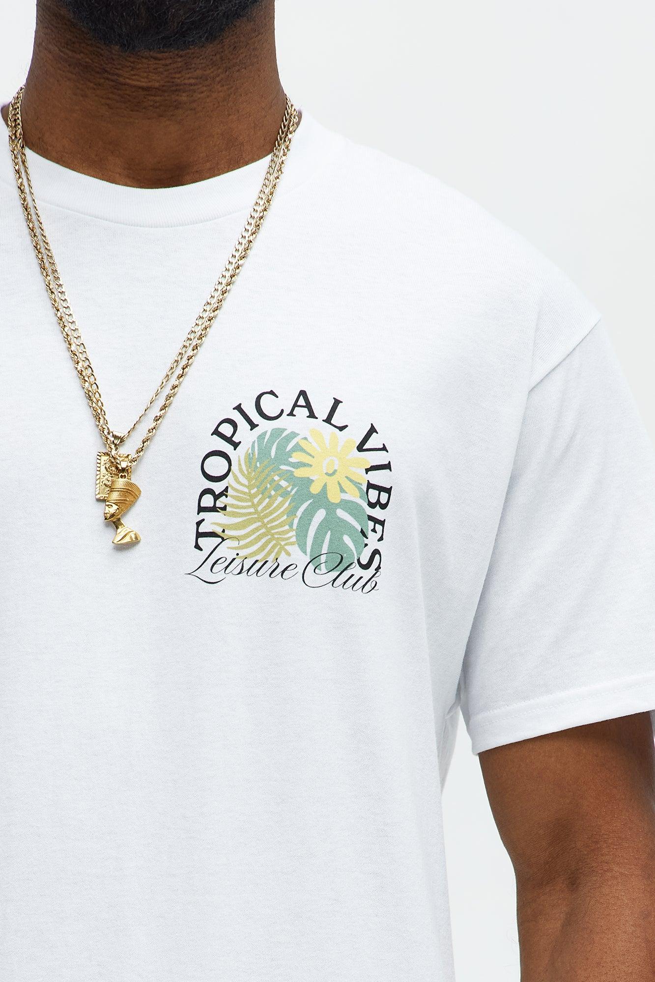 Tropical Vibes Short Sleeve Tee - White Product Image