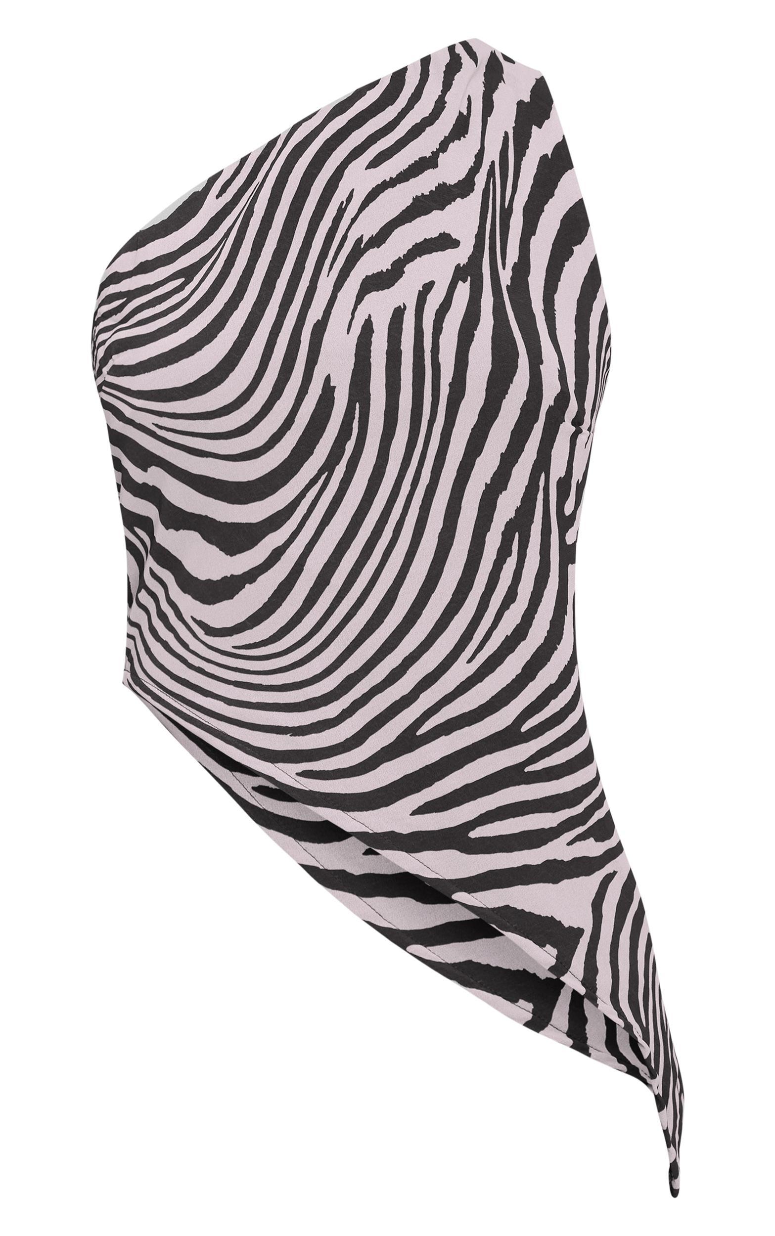 Brown Zebra Print Chiffon Asymmetric Top Product Image