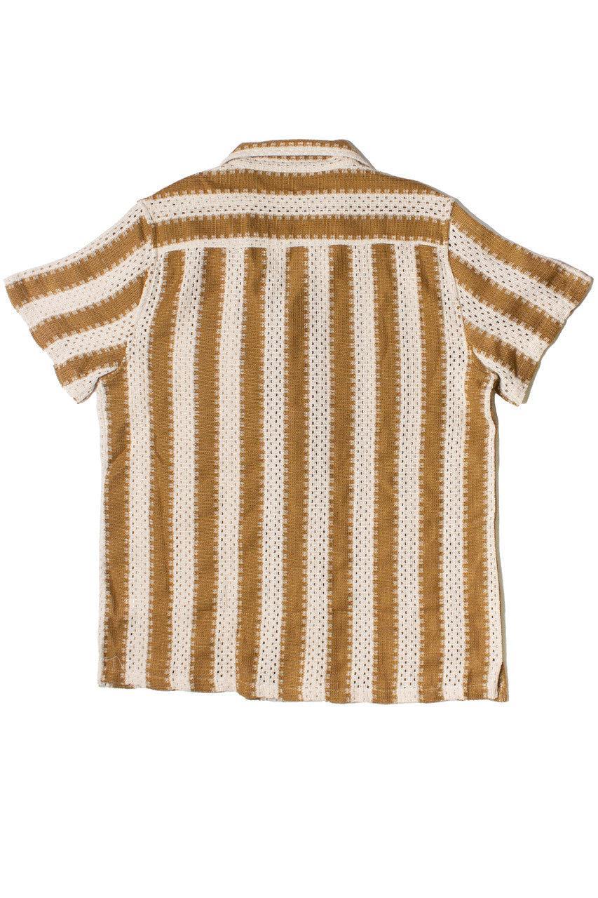 Natural Striped Textured Knit Button Up Shirt Product Image