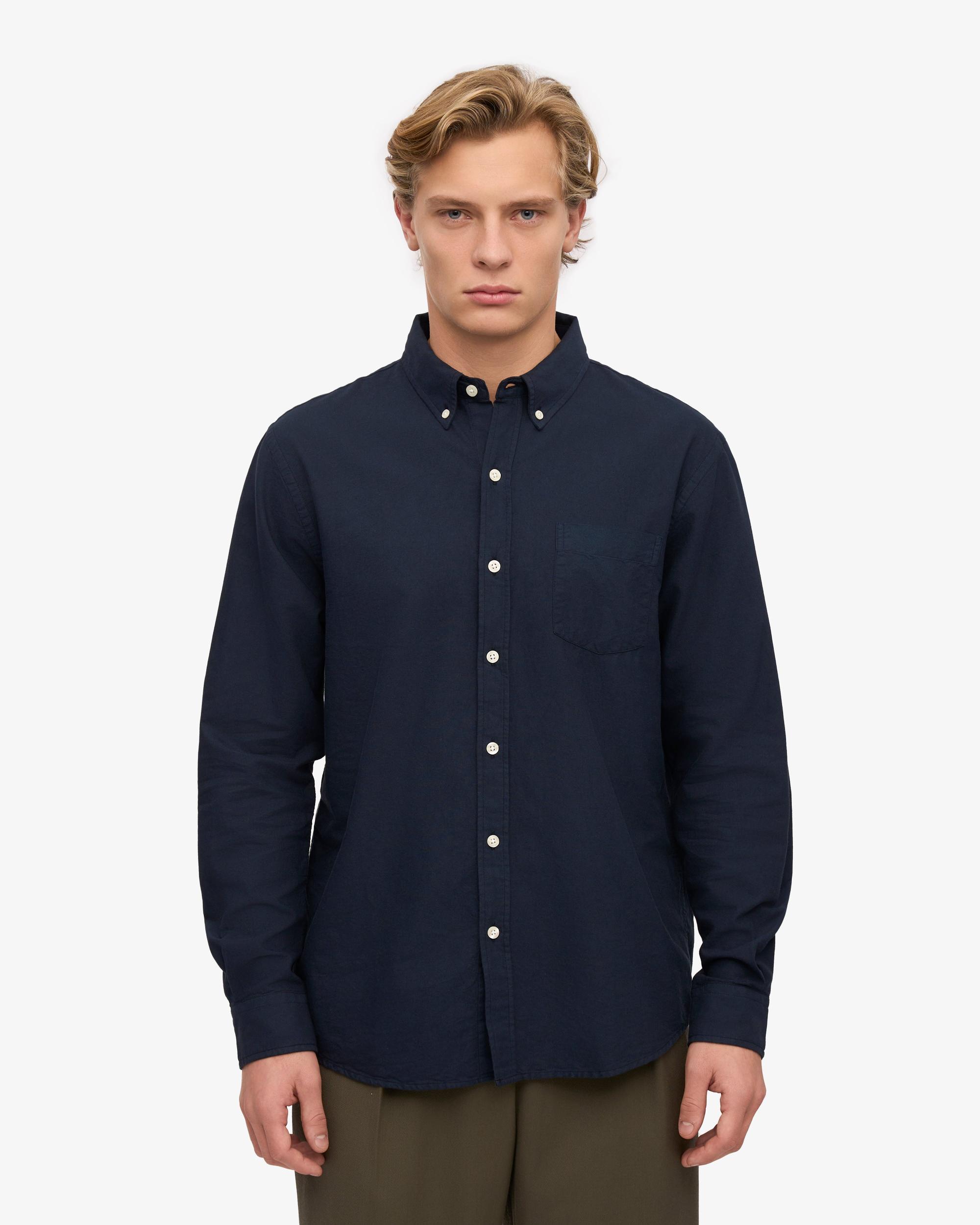 Organic Button Down Shirt - Navy Blue Product Image