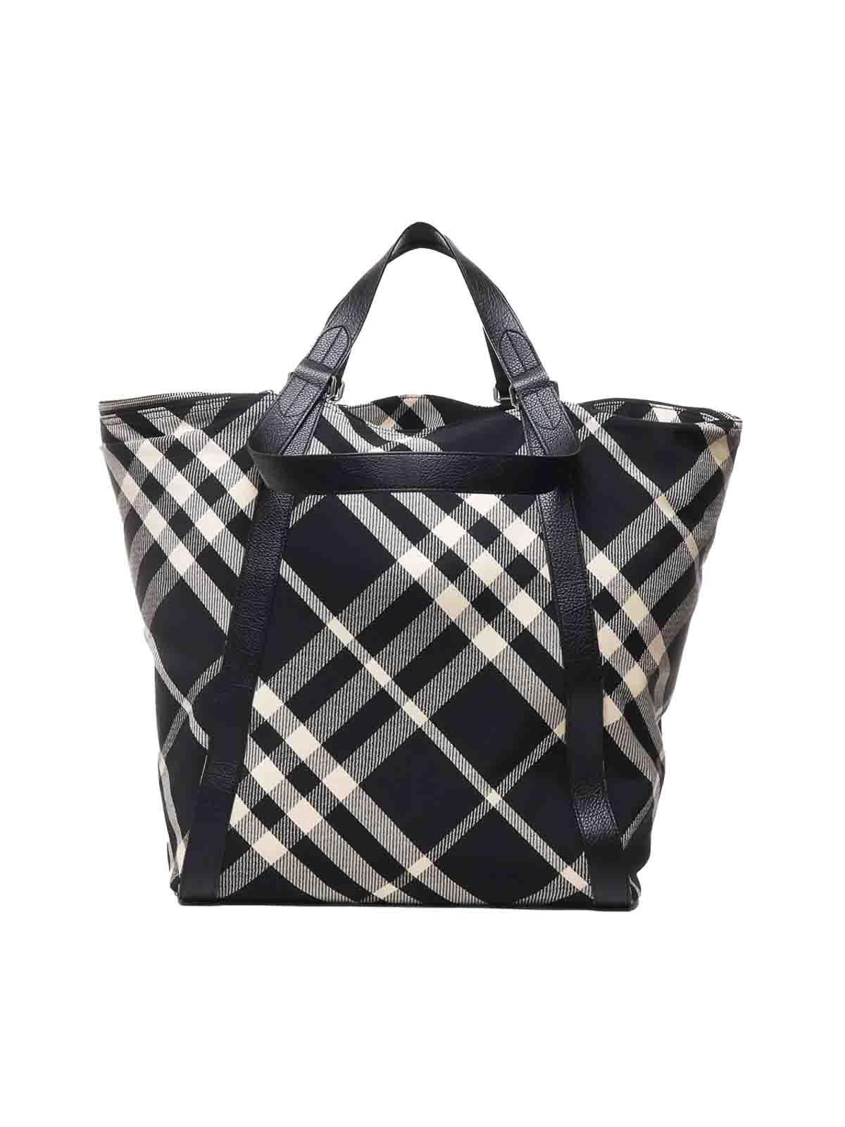 BURBERRY Check Tote Bag In Black Product Image