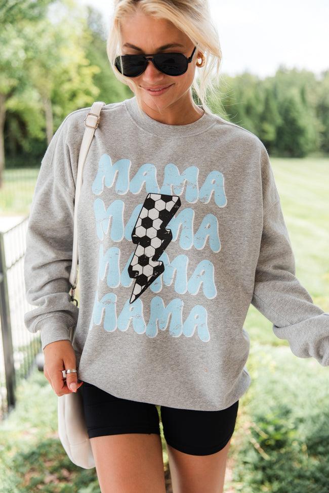 Mama Repeat Soccer Light Grey Oversized Graphic Sweatshirt SALE Product Image