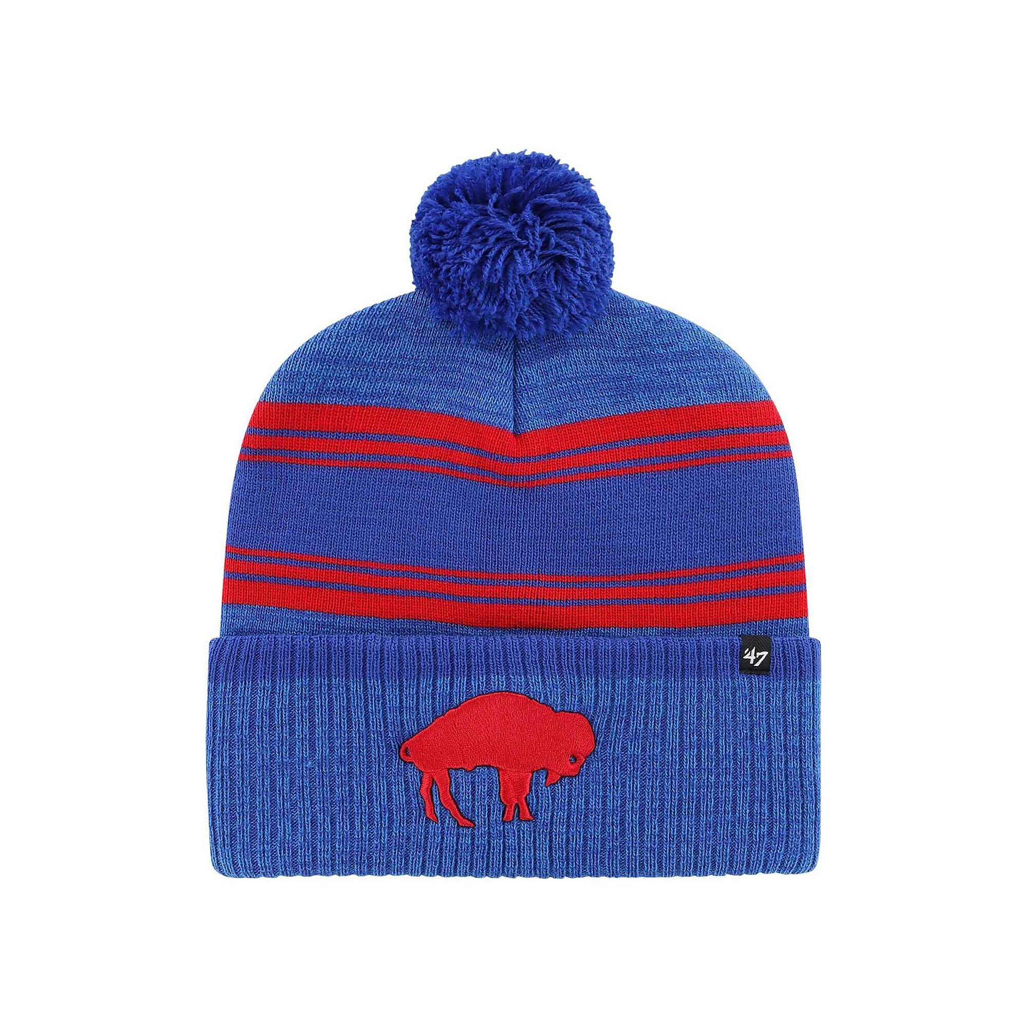 Men's '47 Royal Buffalo Bills Fadeout Cuffed Knit Hat with Pom, Blue Product Image