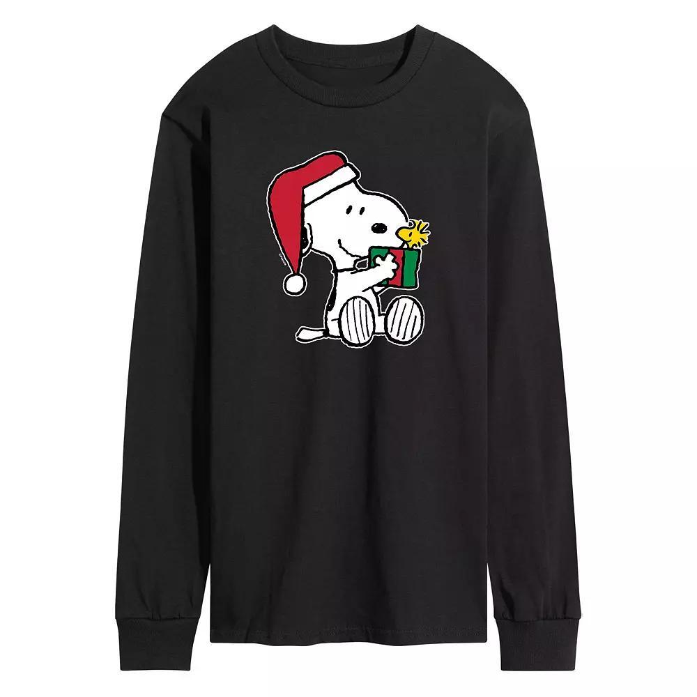 Men's Peanuts Snoopy Woodstock Gift Long Sleeve Tee, Size: Medium, Black Product Image