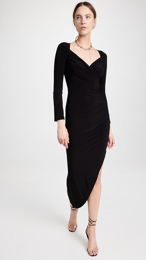 Norma Kamali Long Sleeve Sweetheart Side Drape Gown | Shopbop Product Image