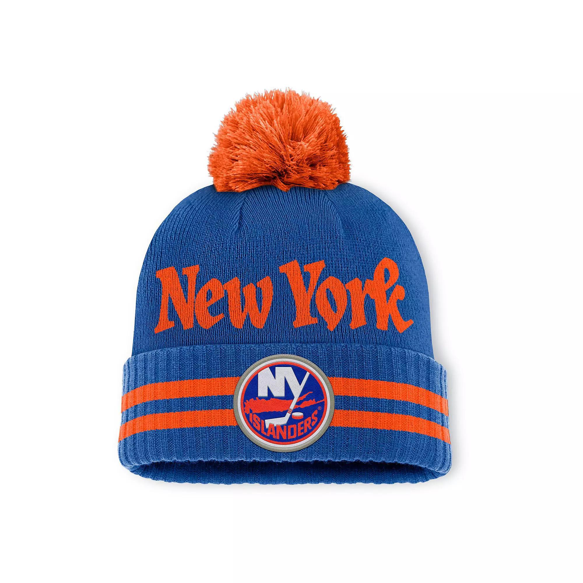 Men's Fanatics  Royal New York Islanders Heritage Blind Side Cuffed Knit Hat with Pom, Isl Blue Product Image