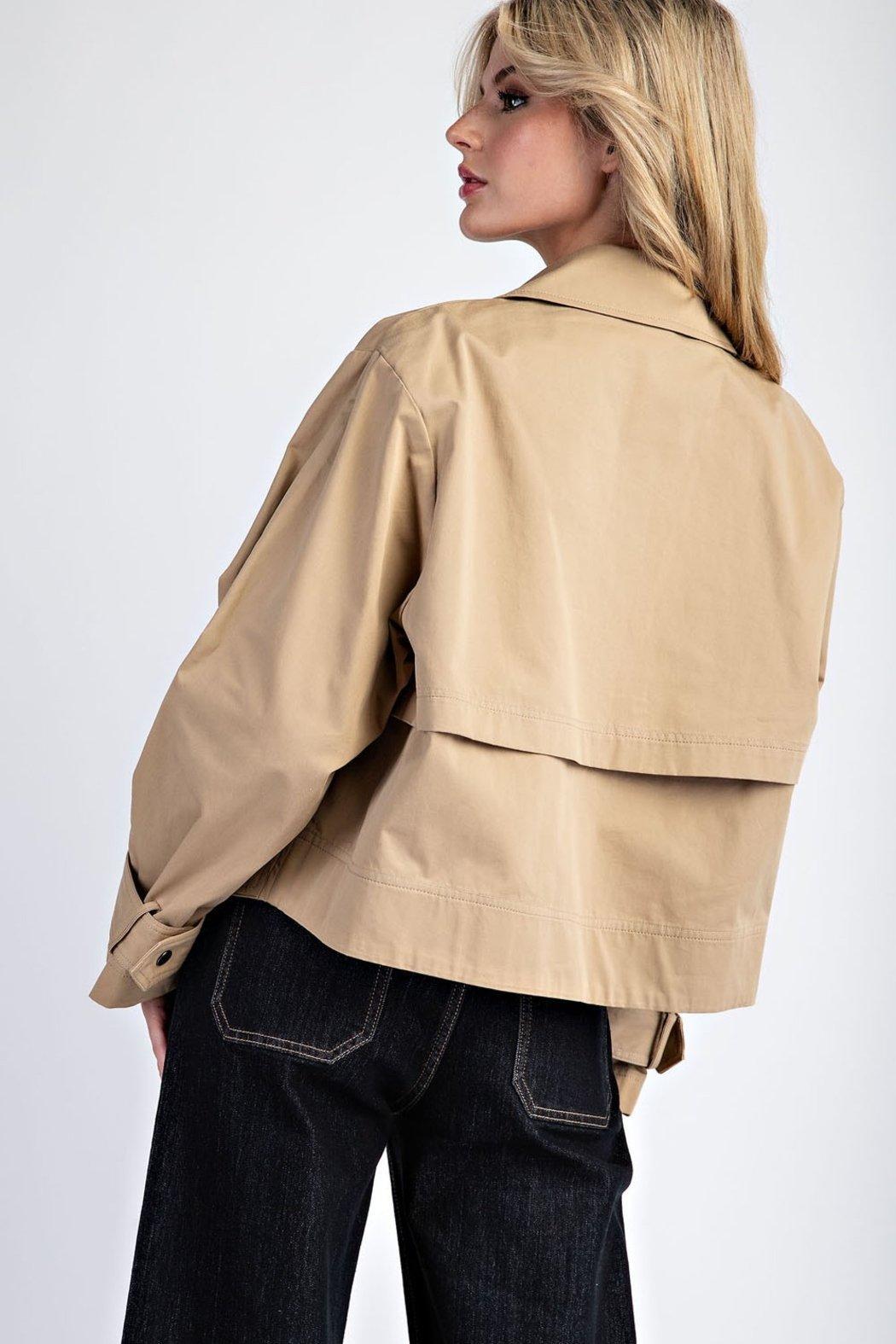 Cropped Trench Coat Jacket Product Image