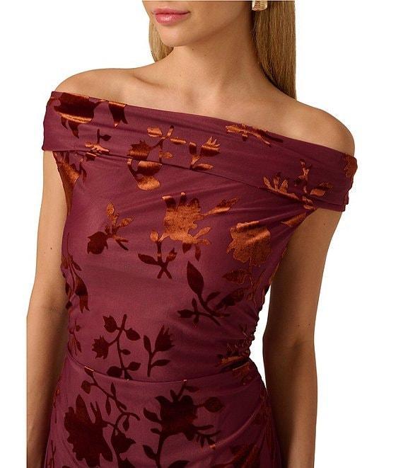Adrianna Papell Off-The-Shoulder Burnout Velvet Midi Dress Product Image